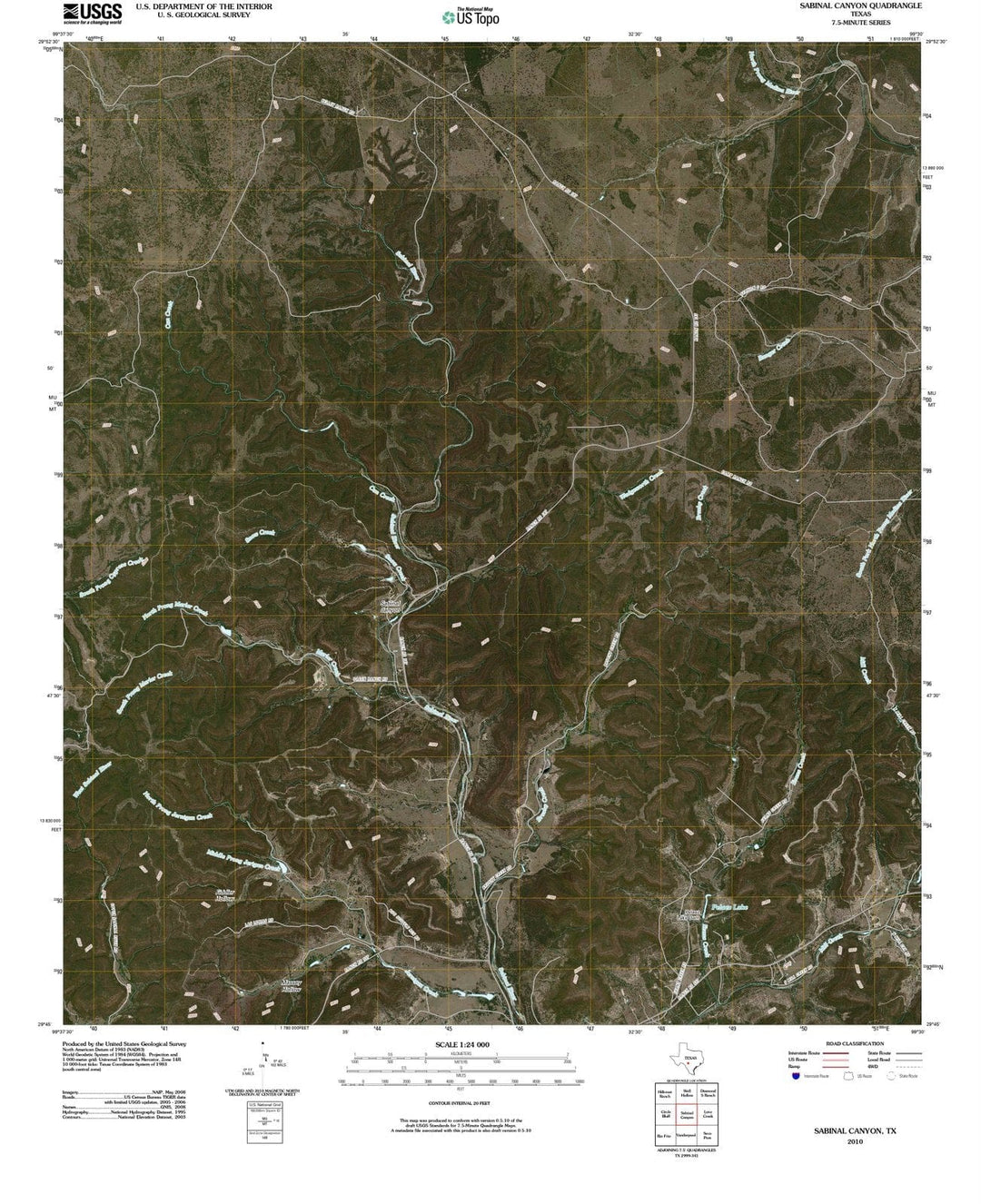 2010 Sabinal Canyon, TX - Texas - USGS Topographic Map