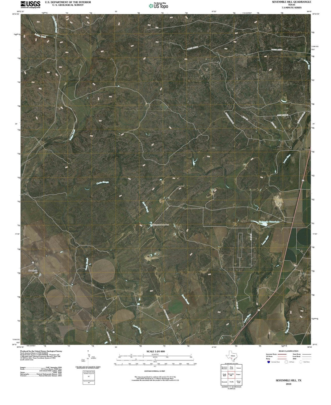 2010 Sevenmile Hill, TX - Texas - USGS Topographic Map