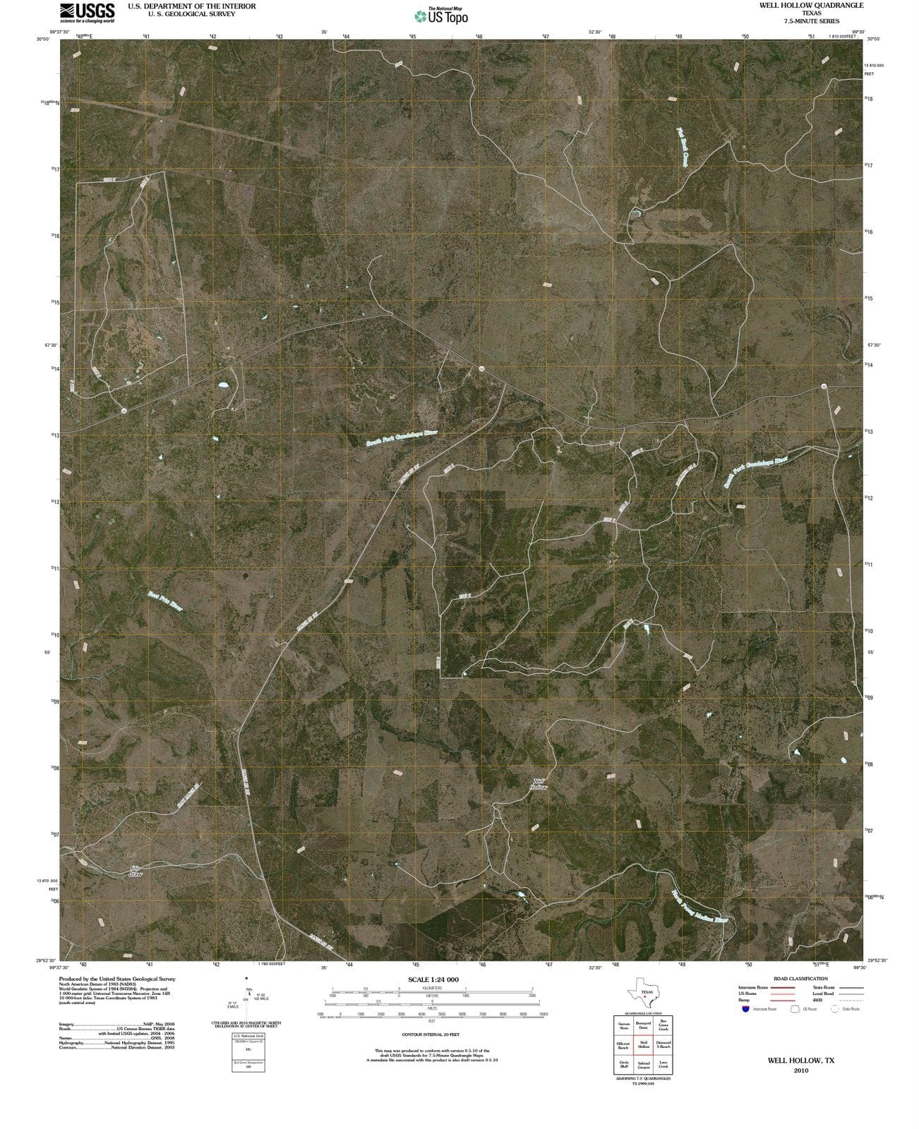 2010 Well Hollow, TX - Texas - USGS Topographic Map