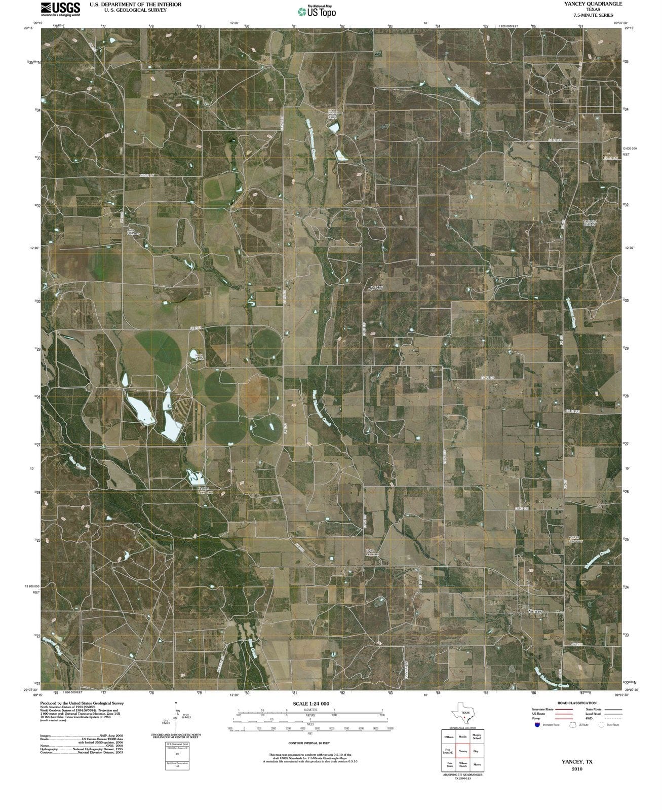 2010 Yancey, TX - Texas - USGS Topographic Map