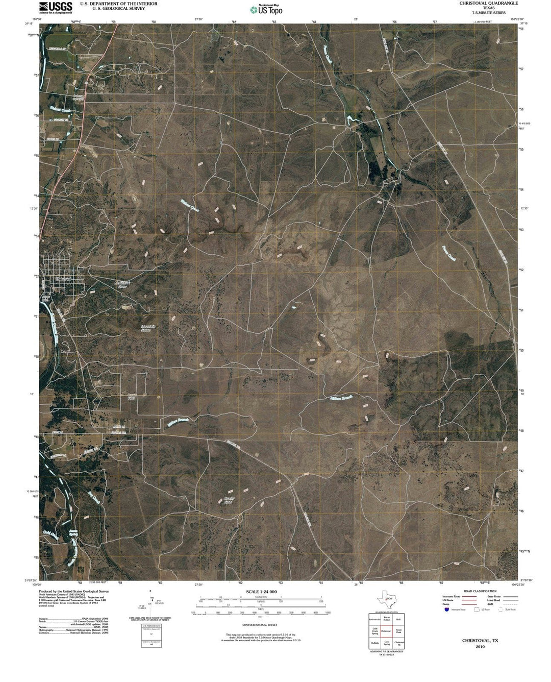 2010 Christoval, TX - Texas - USGS Topographic Map