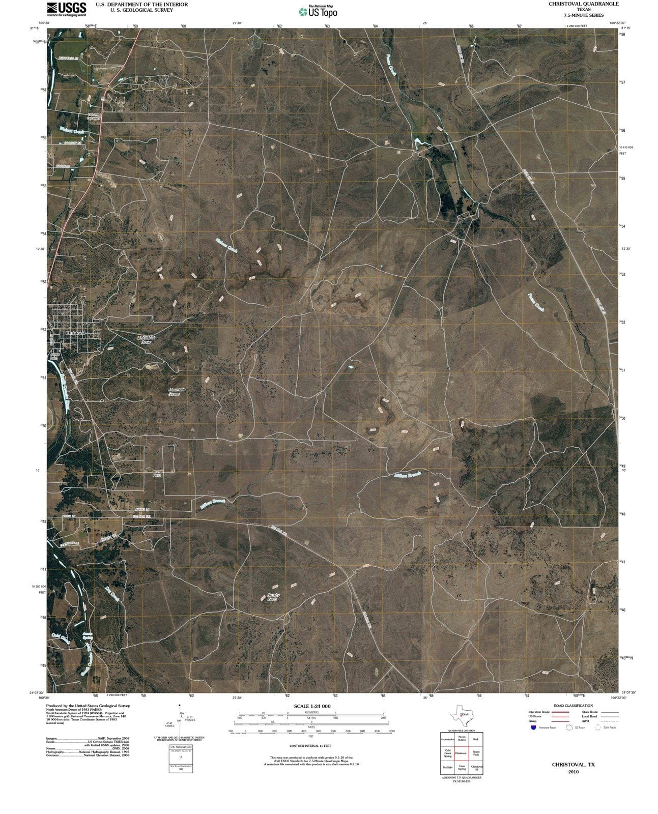 2010 Christoval, TX - Texas - USGS Topographic Map
