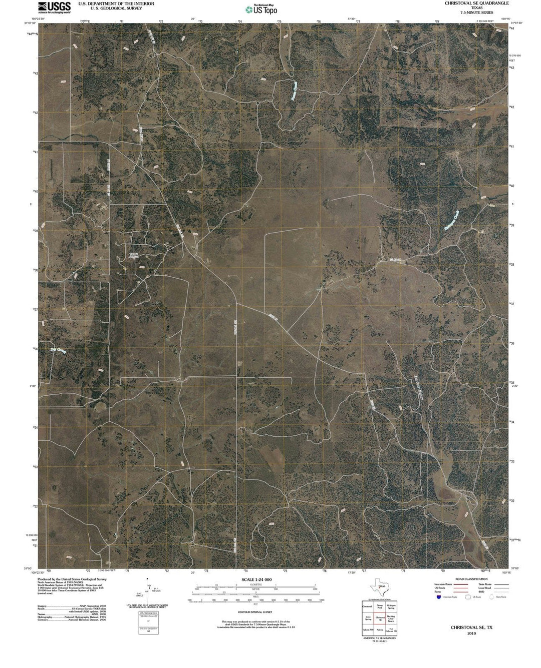 2010 Christoval, TX - Texas - USGS Topographic Map