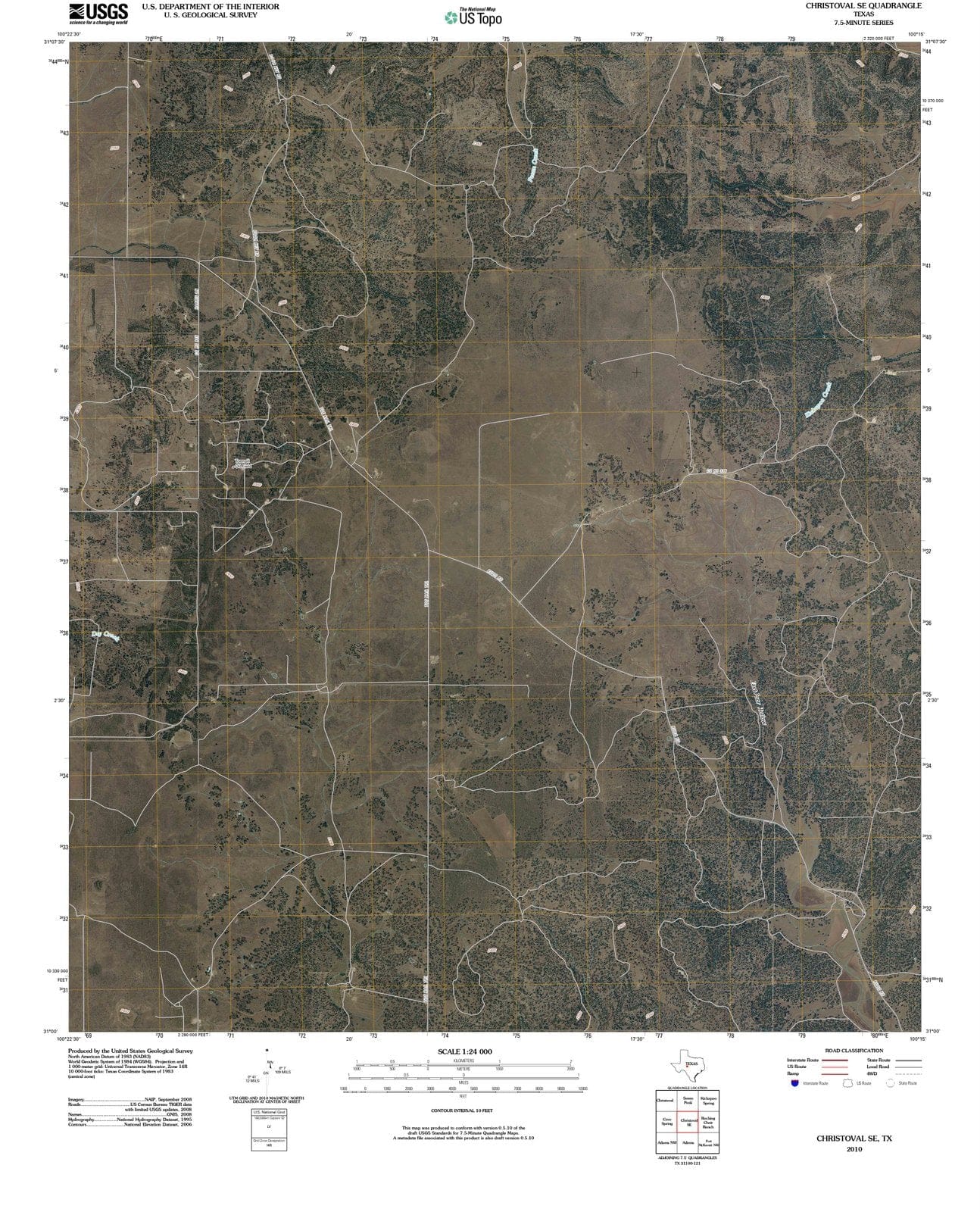 2010 Christoval, TX - Texas - USGS Topographic Map
