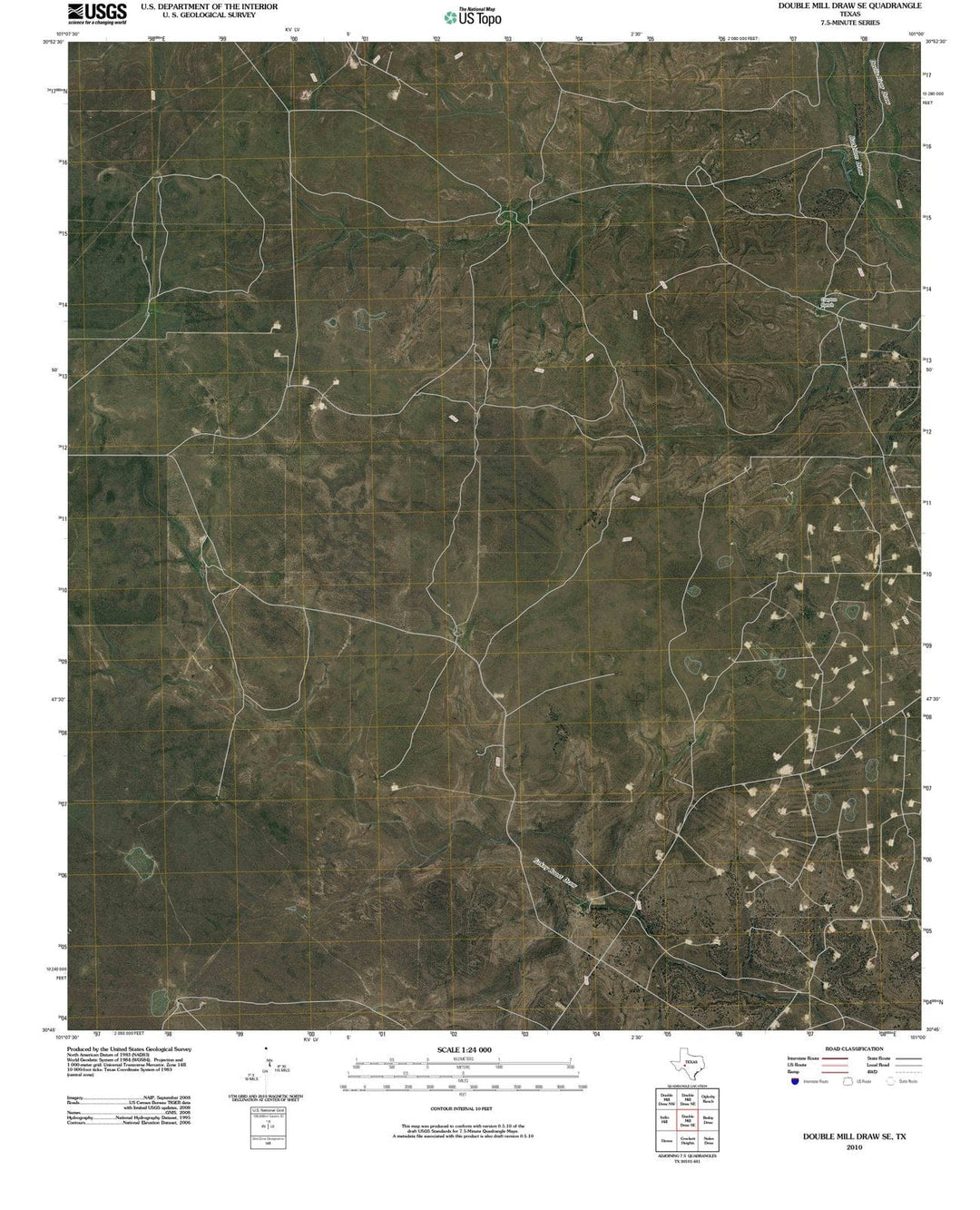 2010 Double Millraw, TX - Texas - USGS Topographic Map