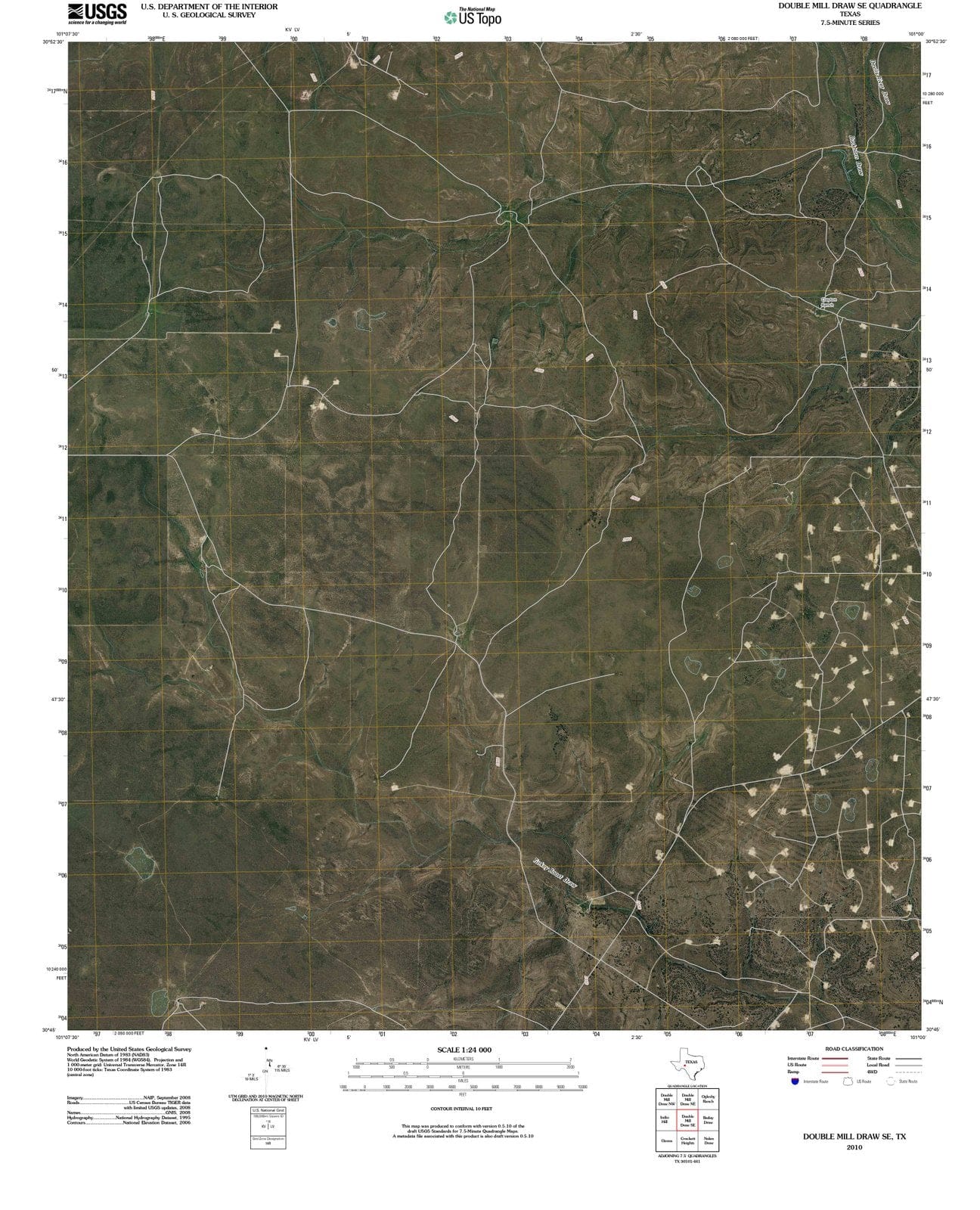 2010 Double Millraw, TX - Texas - USGS Topographic Map