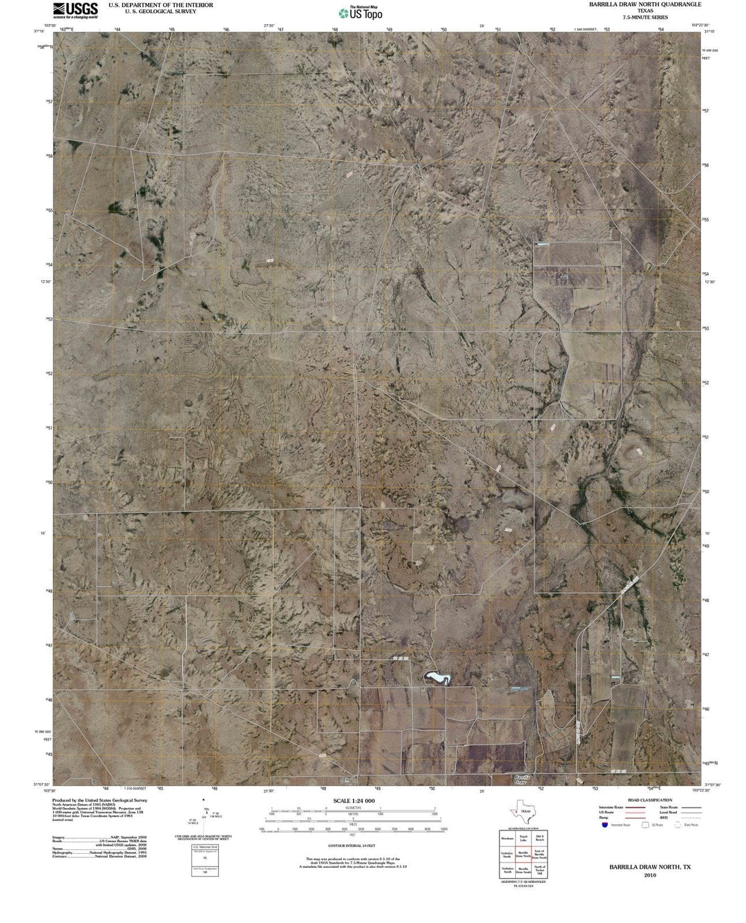 2010 Barrillaraw North, TX - Texas - USGS Topographic Map