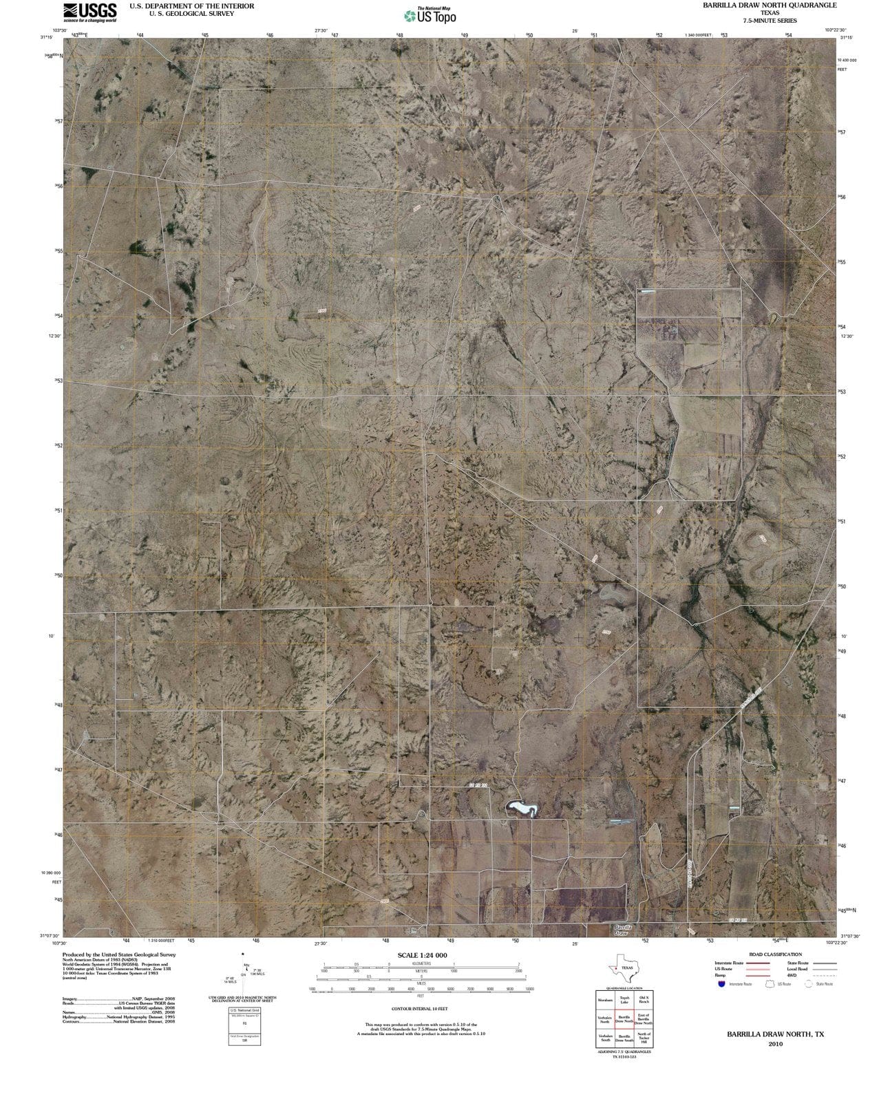 2010 Barrillaraw North, TX - Texas - USGS Topographic Map