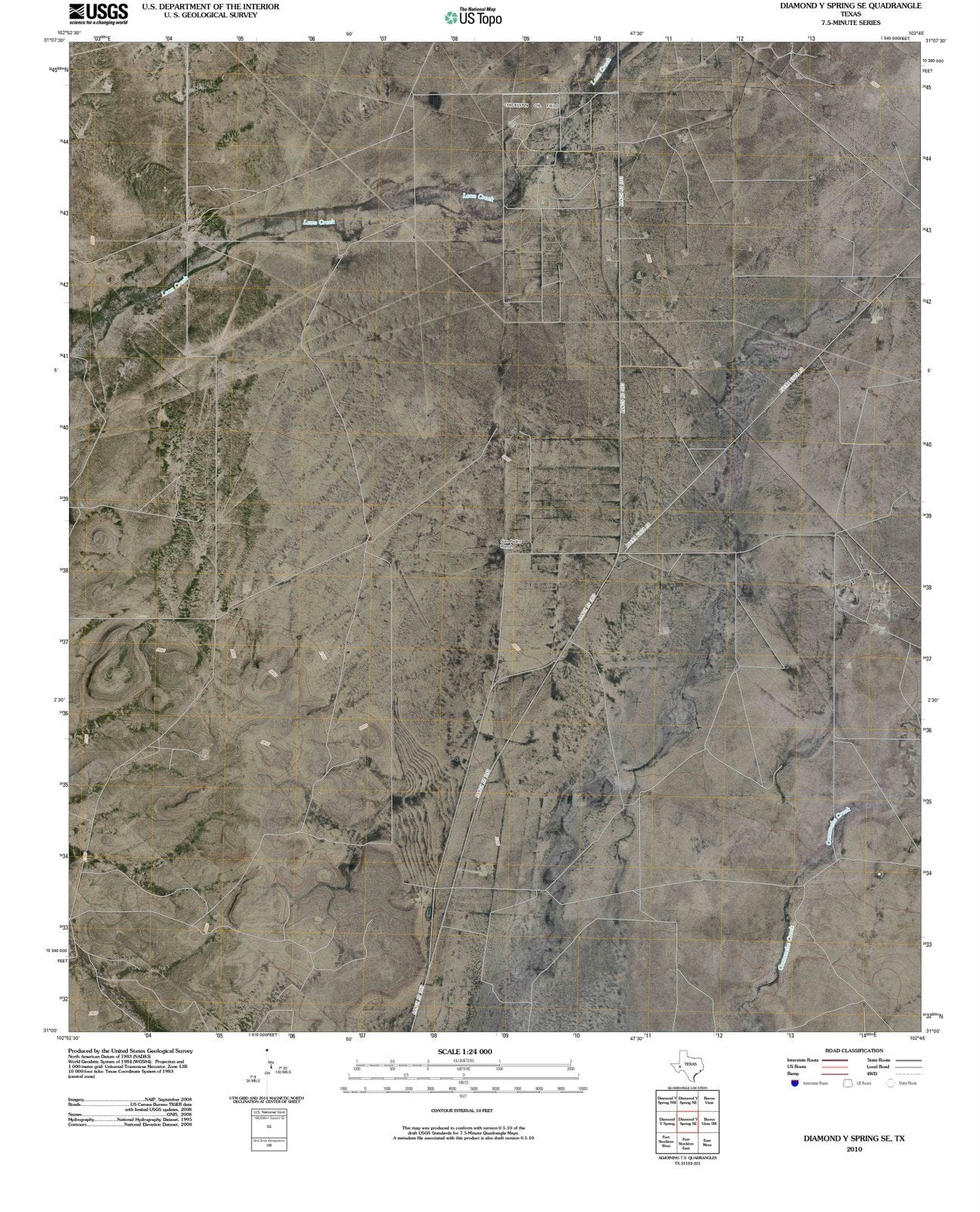 2010 Diamond Y Spring, TX - Texas - USGS Topographic Map