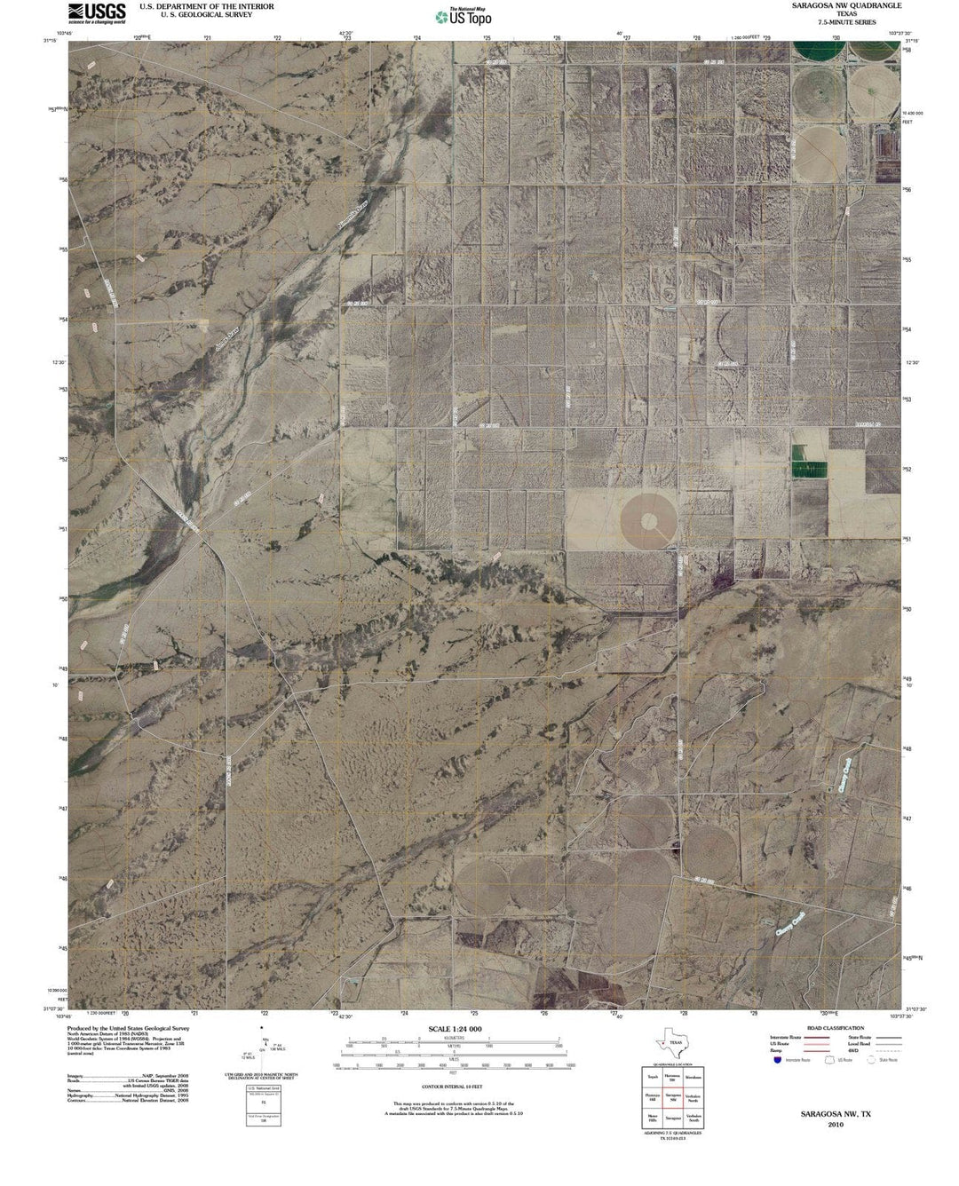 2010 Saragosa, TX - Texas - USGS Topographic Map