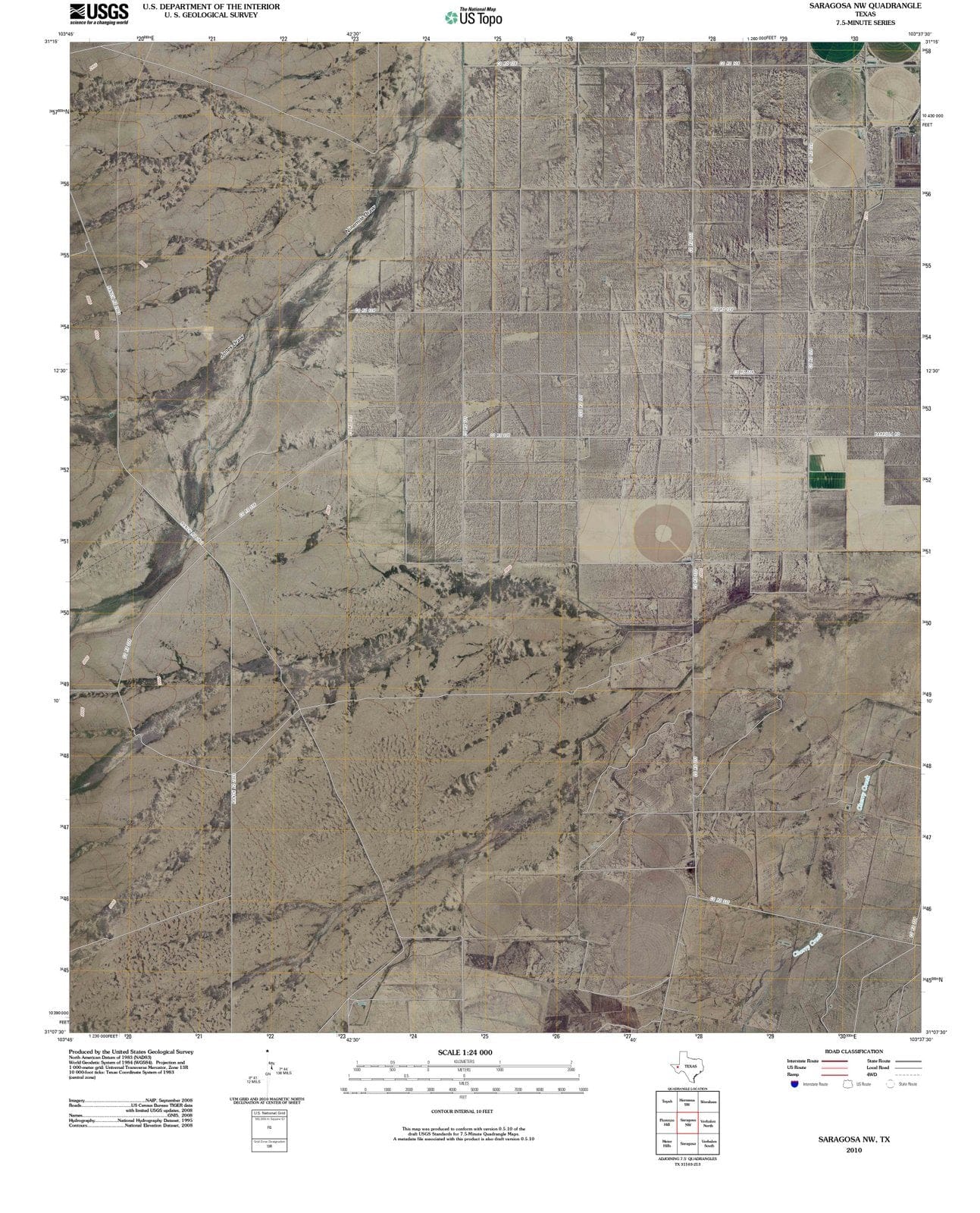 2010 Saragosa, TX - Texas - USGS Topographic Map