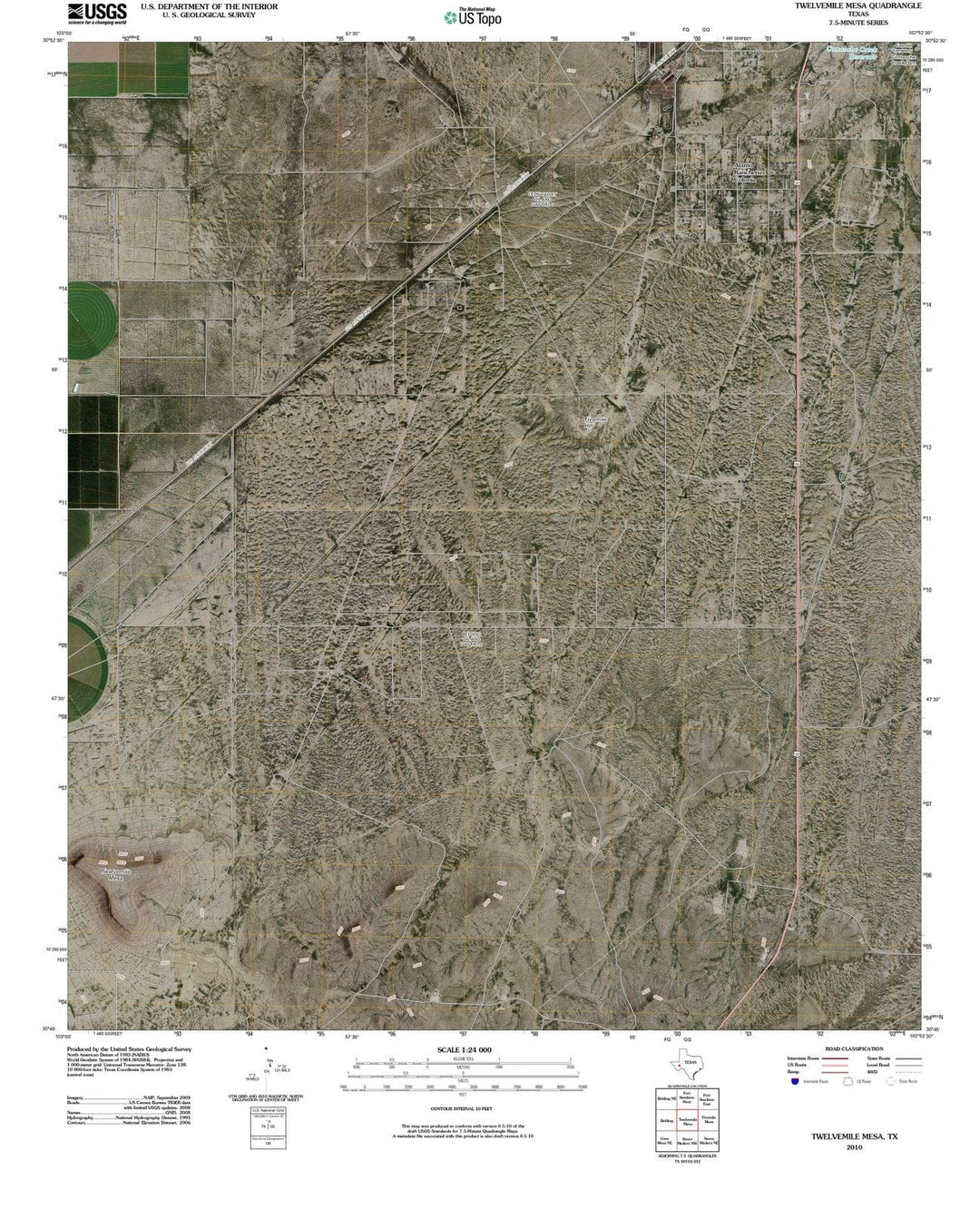2010 Twelvemile Mesa, TX - Texas - USGS Topographic Map