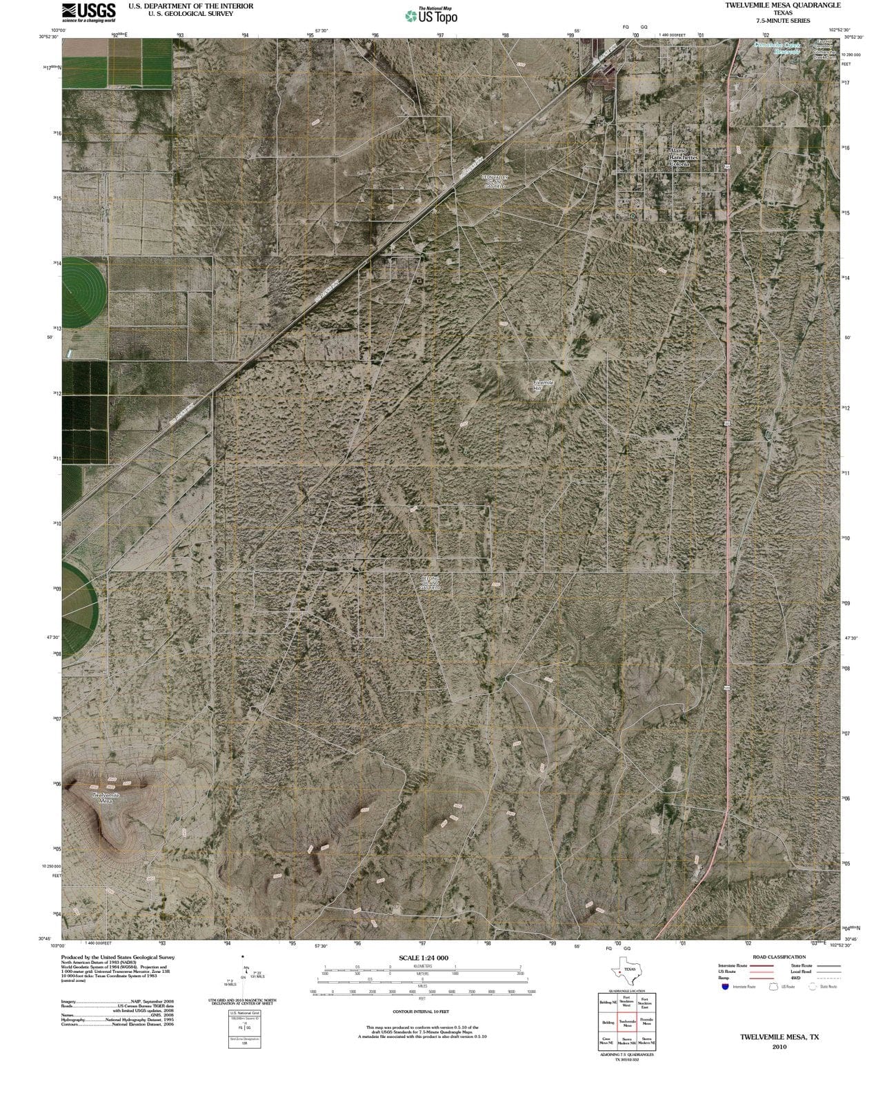 2010 Twelvemile Mesa, TX - Texas - USGS Topographic Map