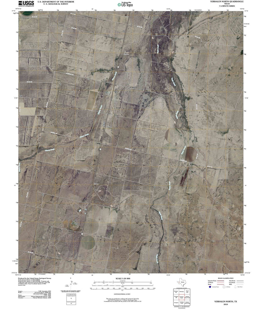 2010 Verhalen North, TX - Texas - USGS Topographic Map