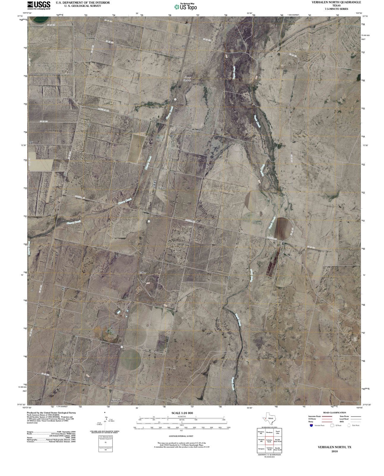 2010 Verhalen North, TX - Texas - USGS Topographic Map