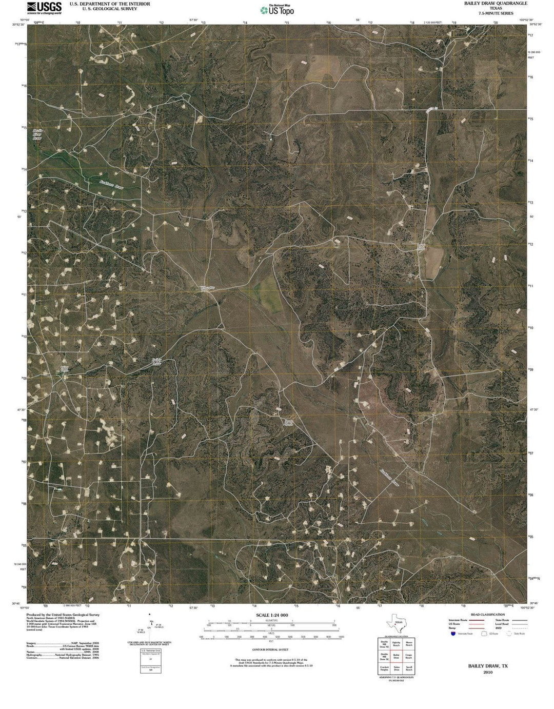 2010 Baileyraw, TX - Texas - USGS Topographic Map