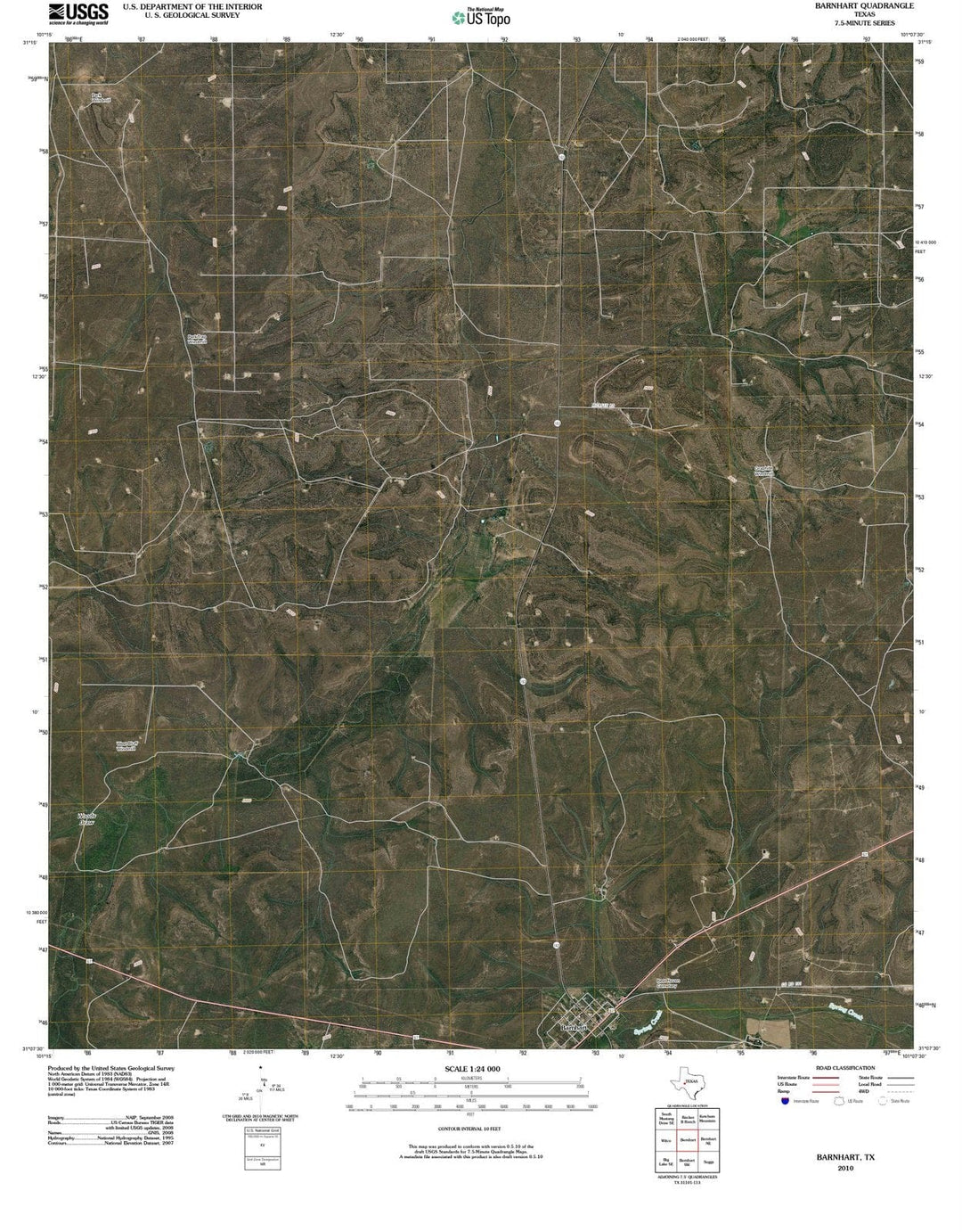 2010 Barnhart, TX - Texas - USGS Topographic Map