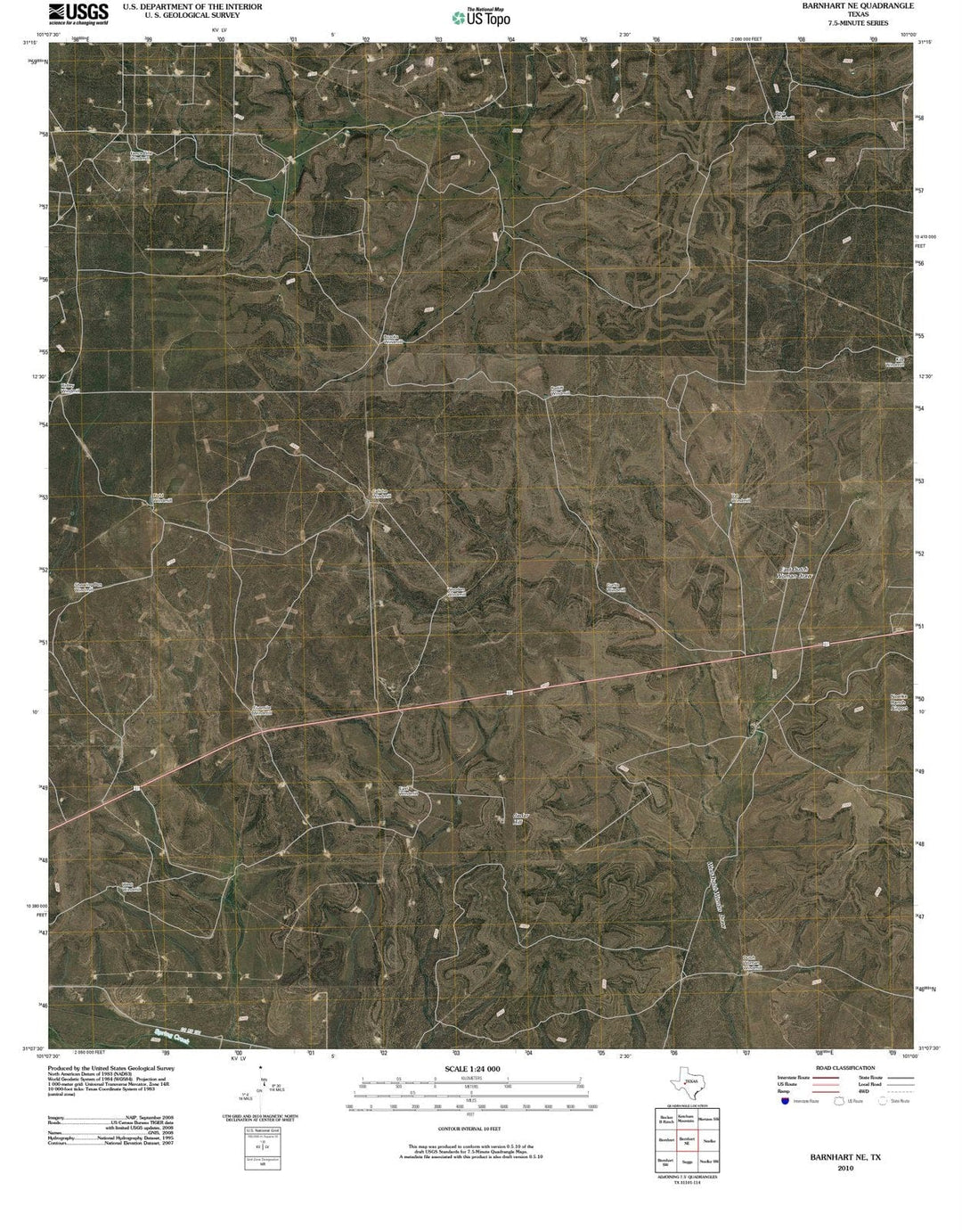 2010 Barnhart, TX - Texas - USGS Topographic Map