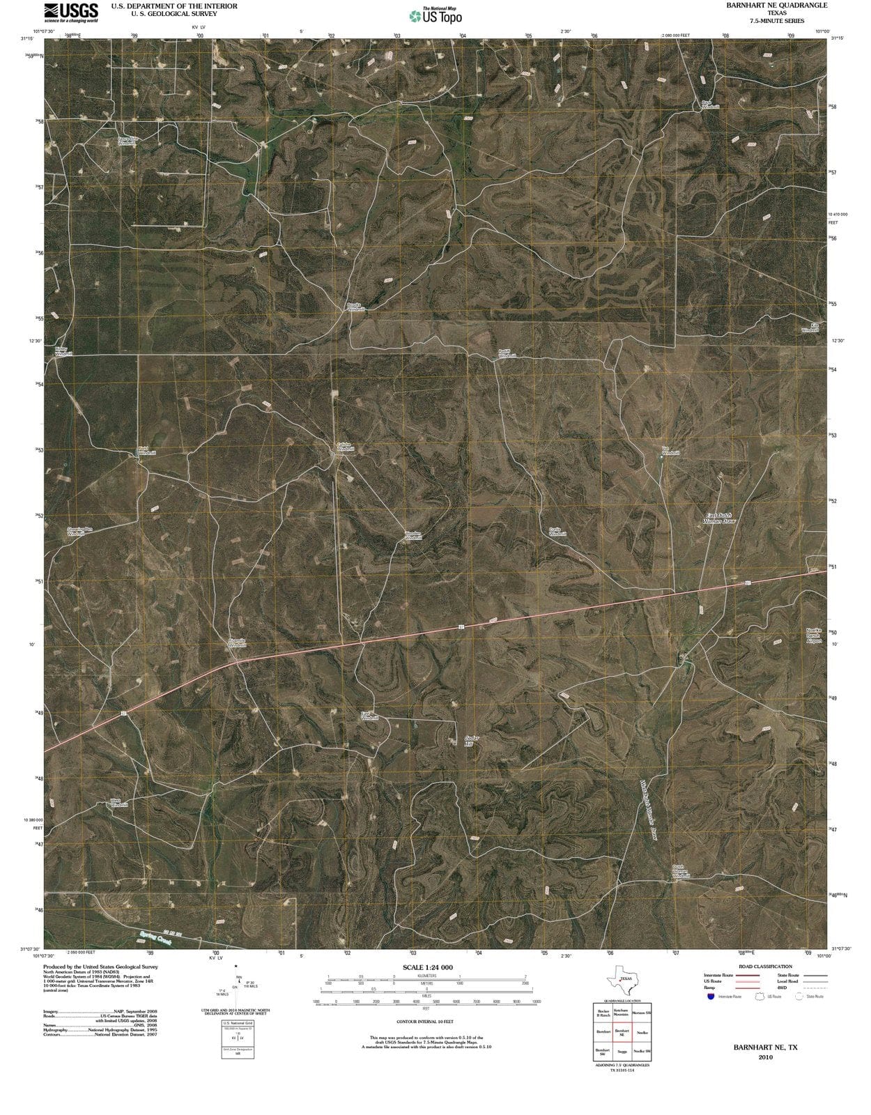 2010 Barnhart, TX - Texas - USGS Topographic Map