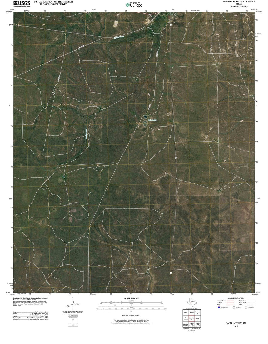 2010 Barnhart, TX - Texas - USGS Topographic Map