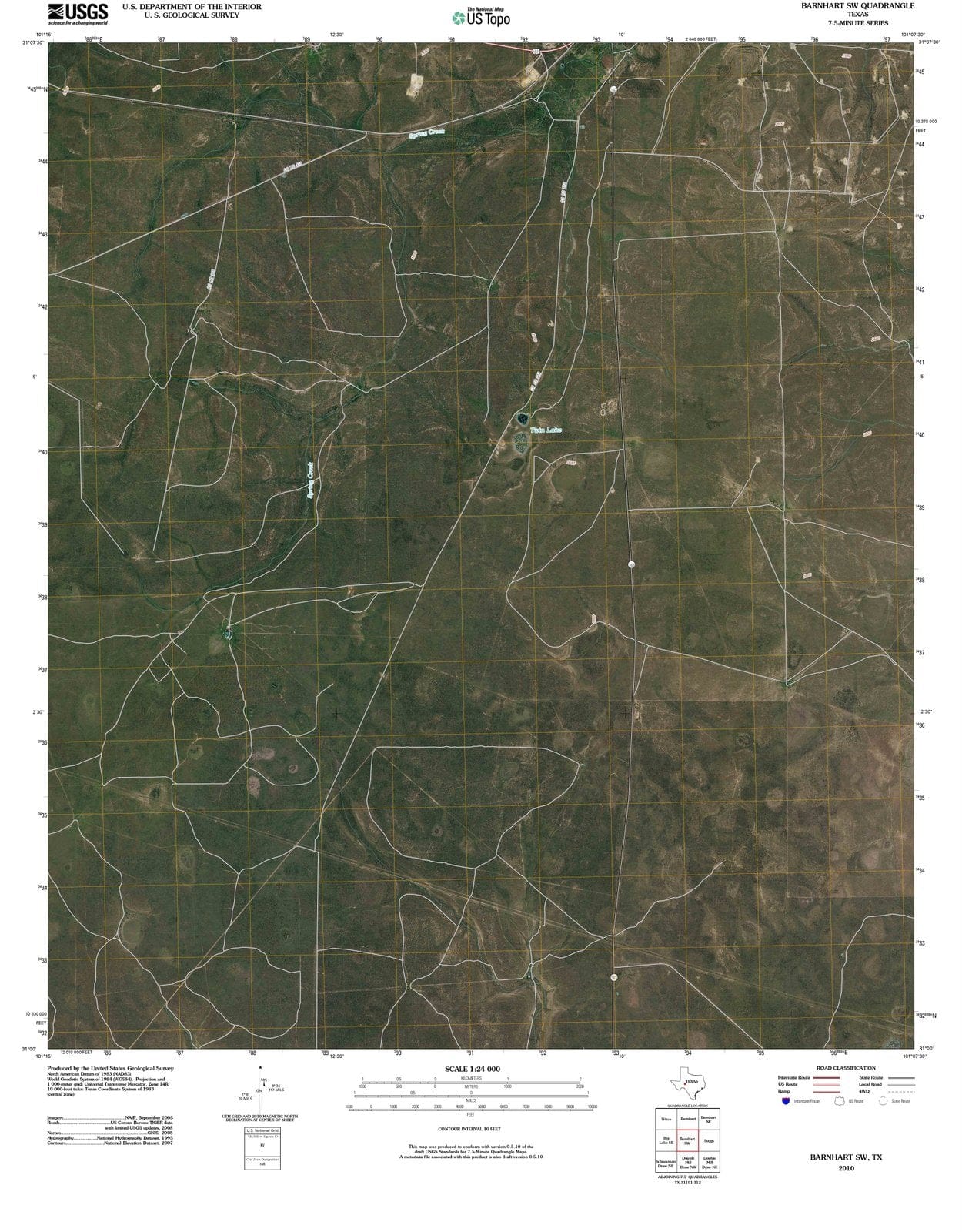 2010 Barnhart, TX - Texas - USGS Topographic Map