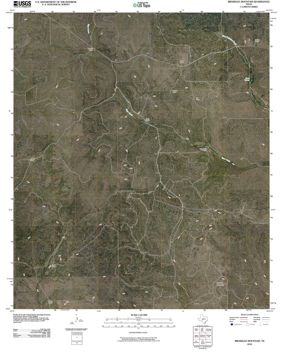 2010 Brokeleg Mountain, TX - Texas - USGS Topographic Map