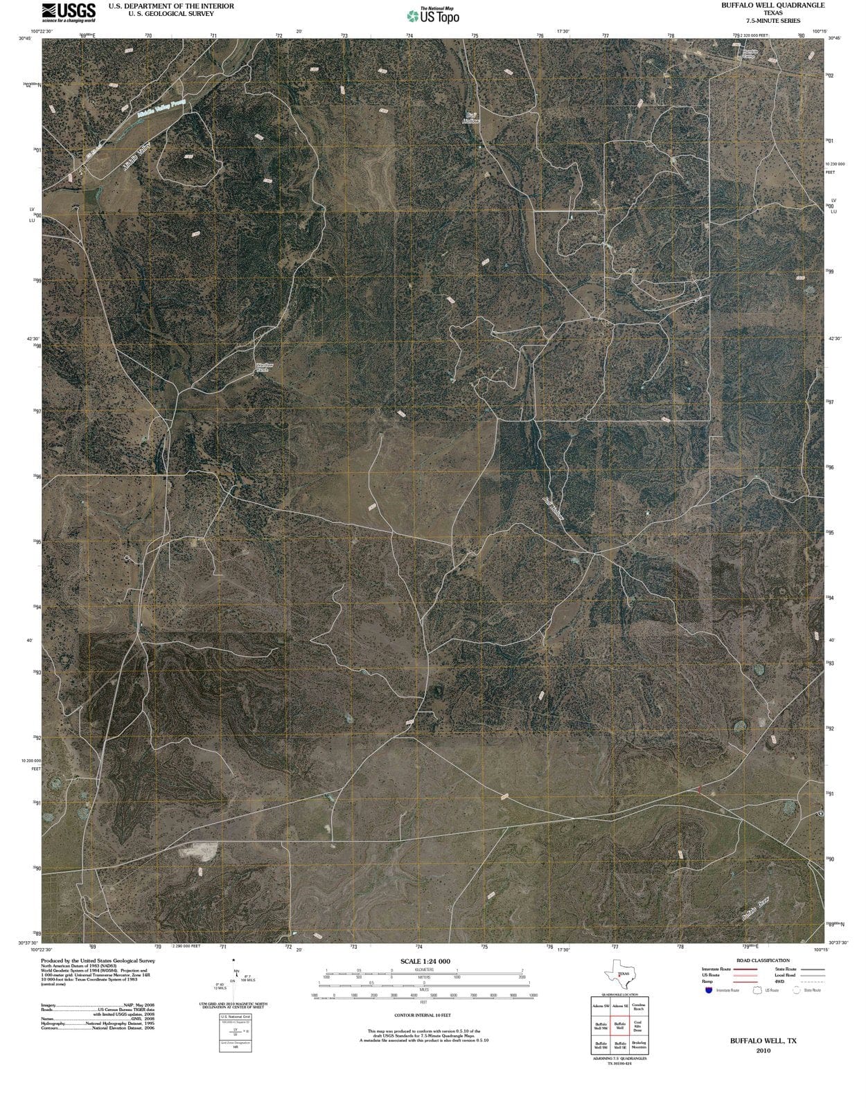 2010 Buffalo Well, TX - Texas - USGS Topographic Map