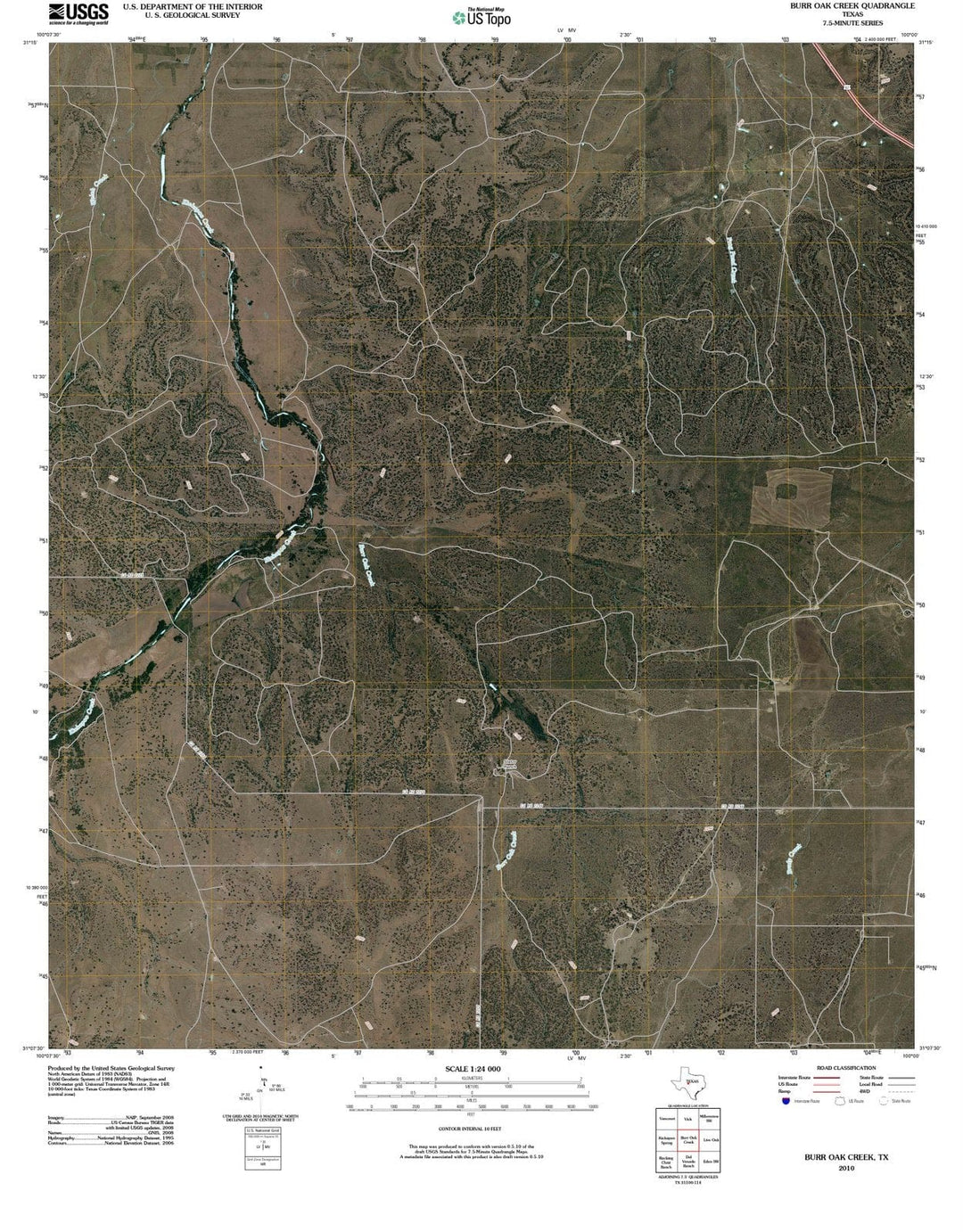 2010 Burr Oak Creek, TX - Texas - USGS Topographic Map