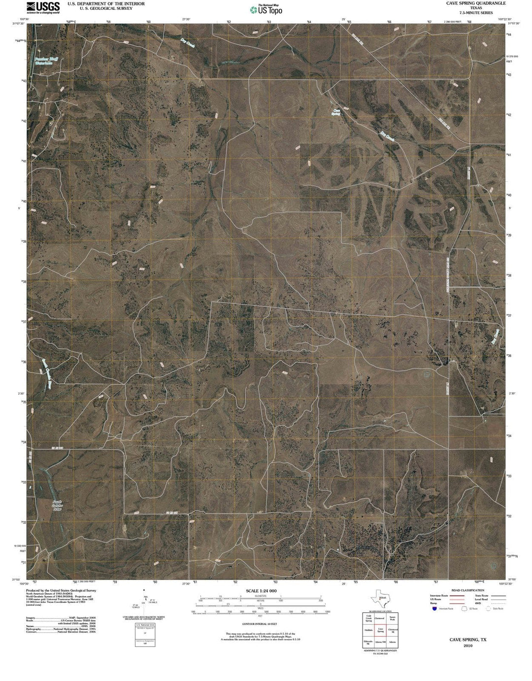 2010 Cave Spring, TX - Texas - USGS Topographic Map