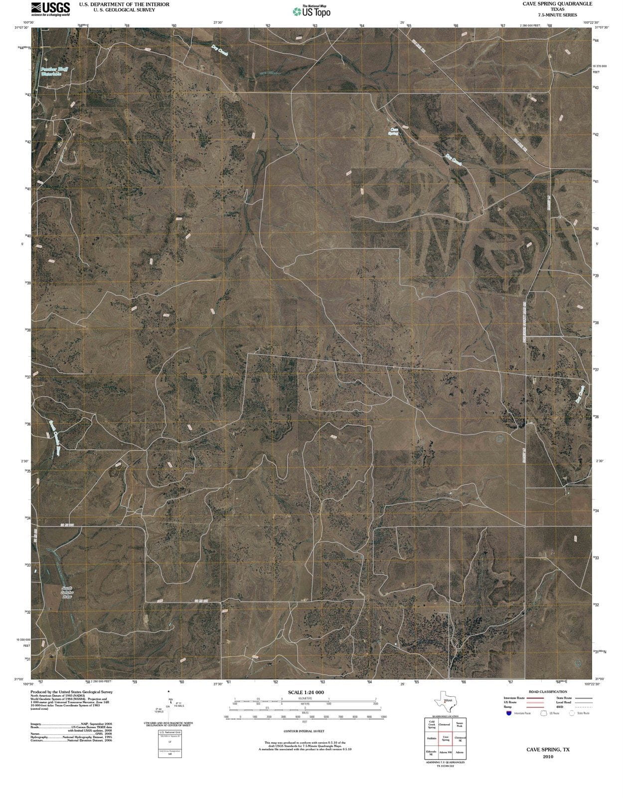 2010 Cave Spring, TX - Texas - USGS Topographic Map
