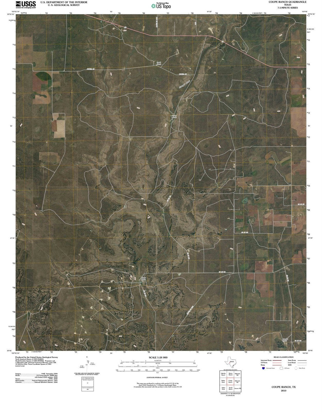 2010 Coupe Ranch, TX - Texas - USGS Topographic Map