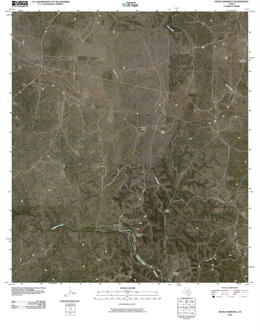 2010 Devils Sinkhole, TX - Texas - USGS Topographic Map