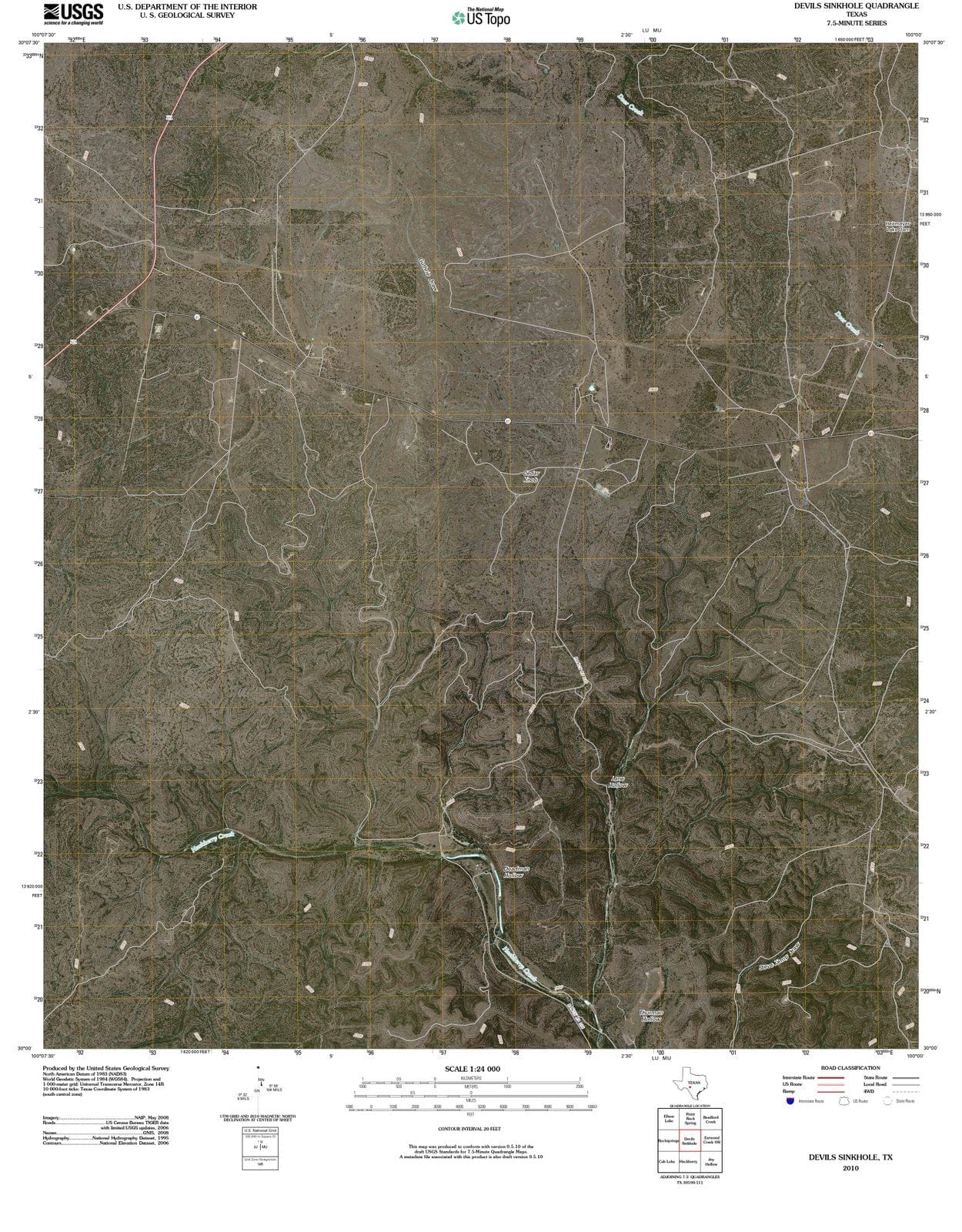 2010 Devils Sinkhole, TX - Texas - USGS Topographic Map