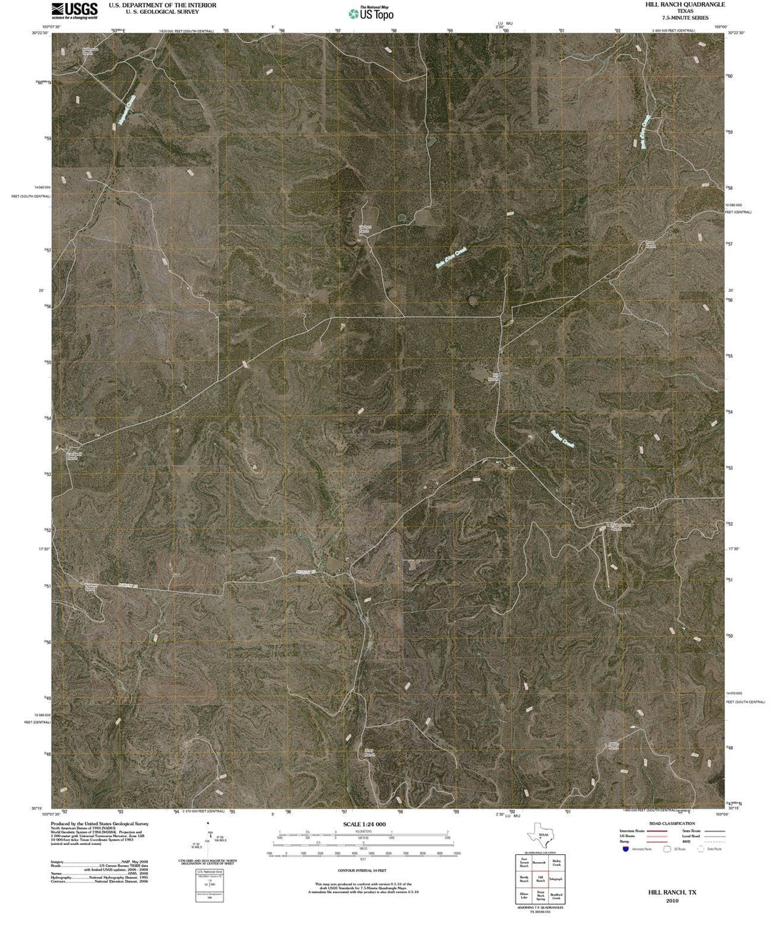 2010 Hill Ranch, TX - Texas - USGS Topographic Map