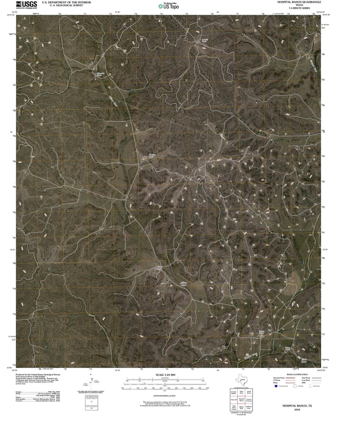 2010 Hospital Ranch, TX - Texas - USGS Topographic Map