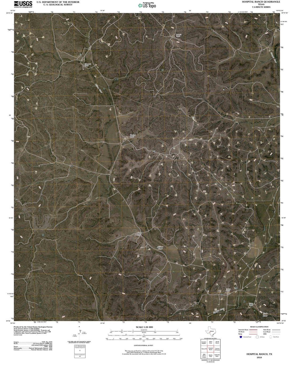 2010 Hospital Ranch, TX - Texas - USGS Topographic Map