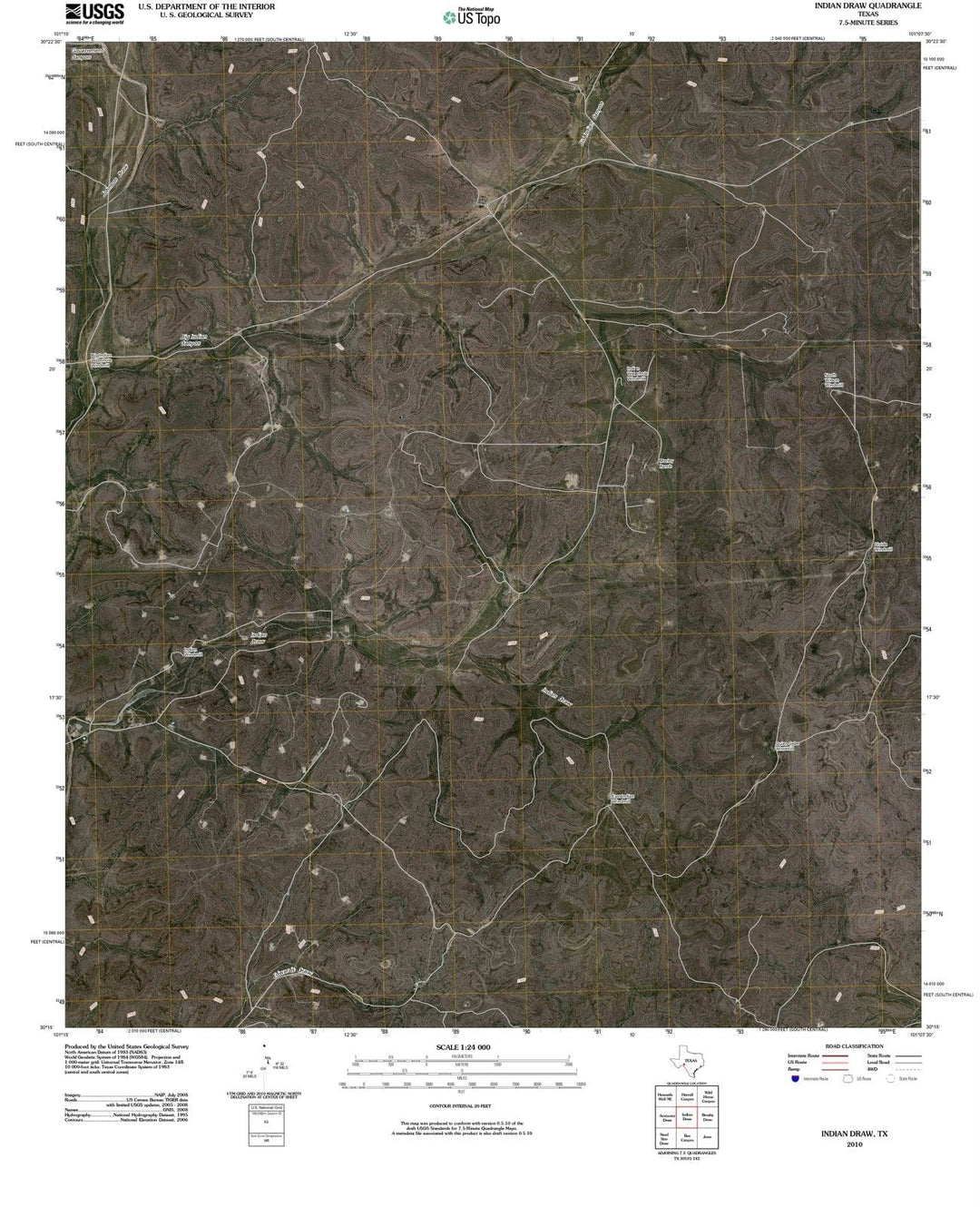 2010 Indianraw, TX - Texas - USGS Topographic Map