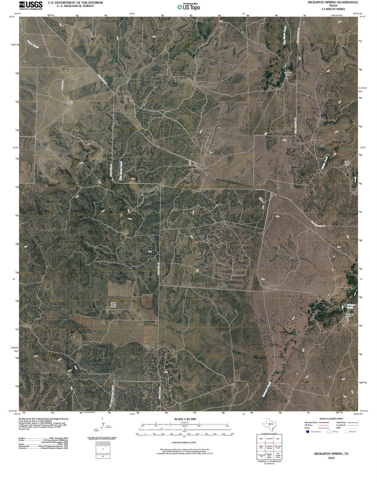 2010 Kickapoo Spring, TX - Texas - USGS Topographic Map