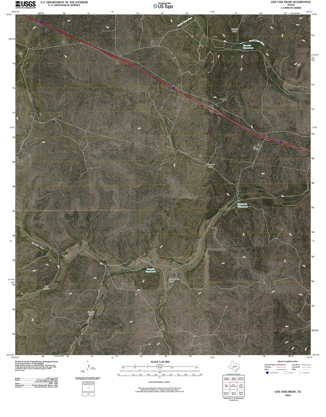 2010 Live Oakraw, TX - Texas - USGS Topographic Map