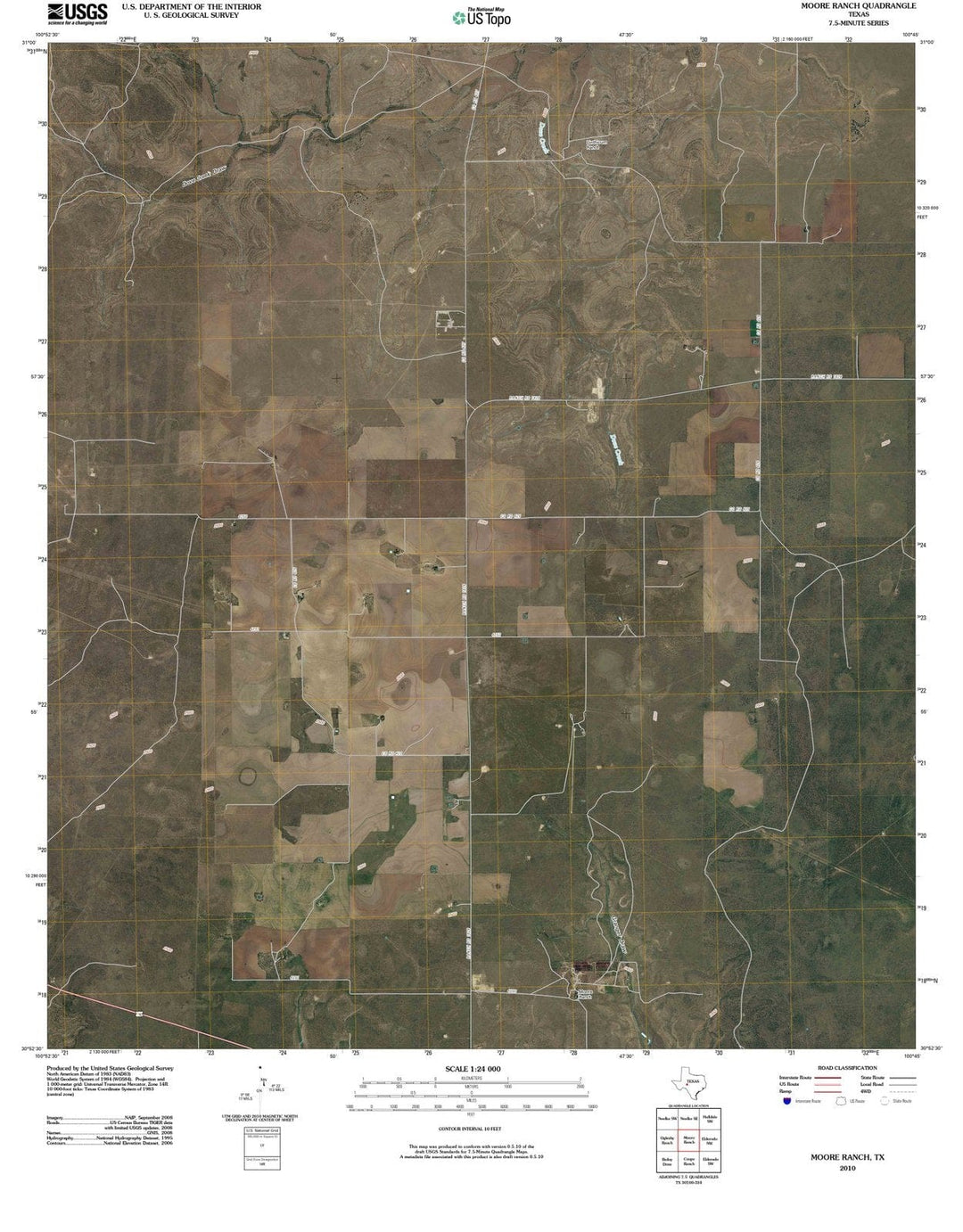 2010 Moore Ranch, TX - Texas - USGS Topographic Map