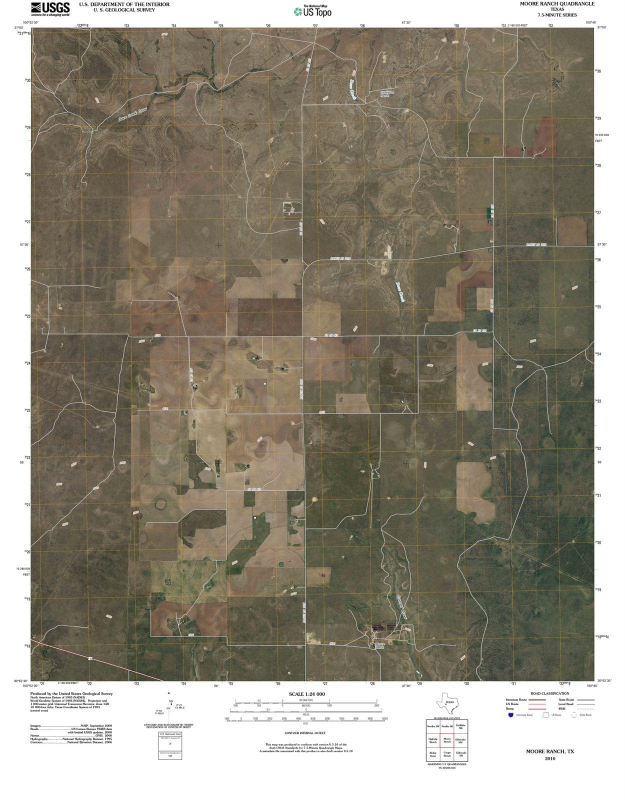 2010 Moore Ranch, TX - Texas - USGS Topographic Map