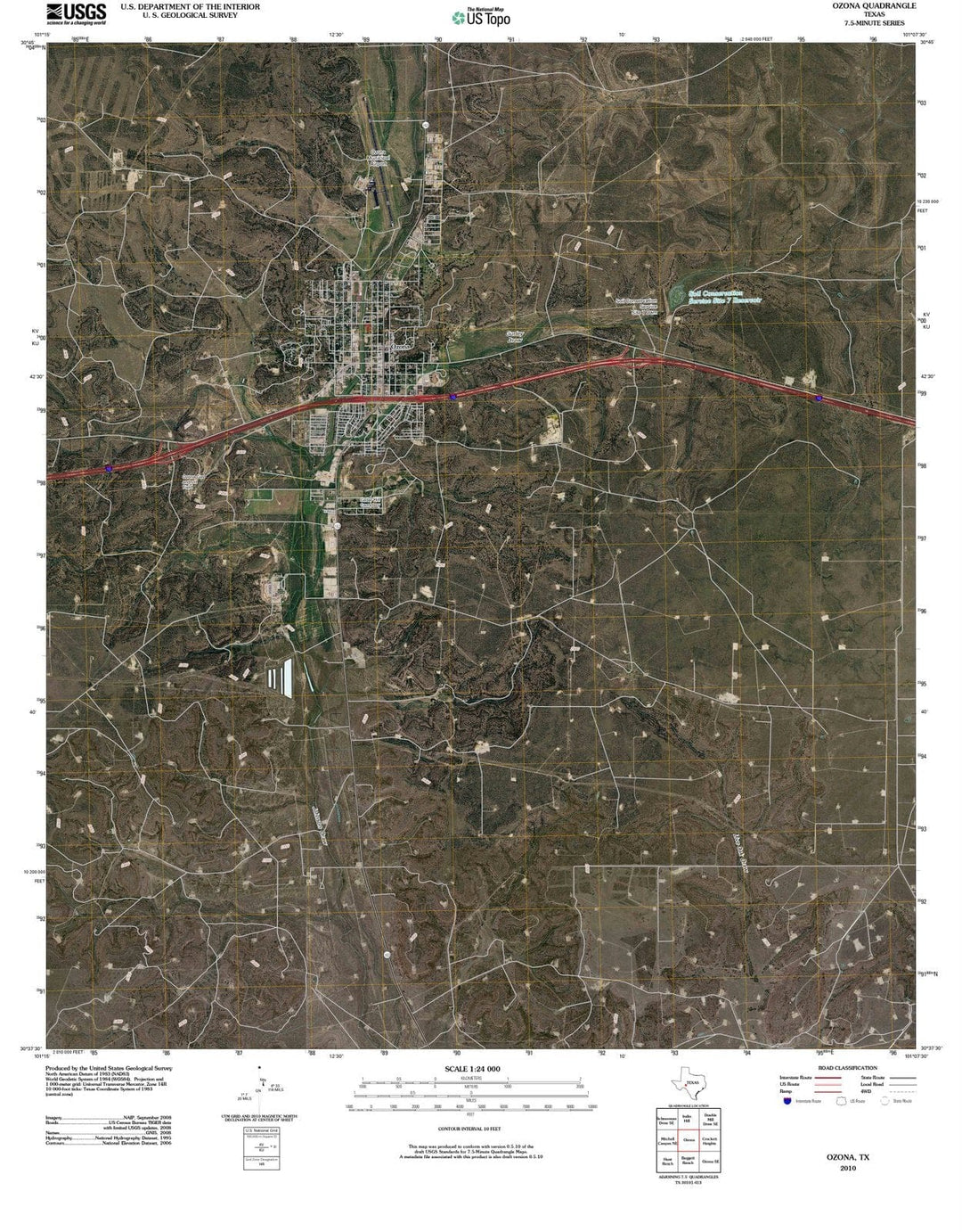 2010 Ozona, TX - Texas - USGS Topographic Map