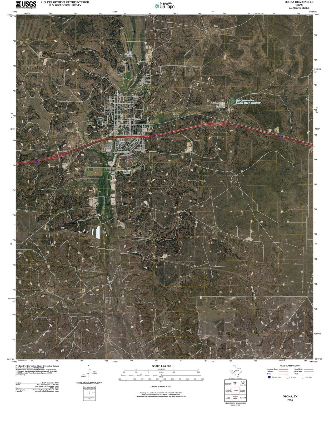 2010 Ozona, TX - Texas - USGS Topographic Map