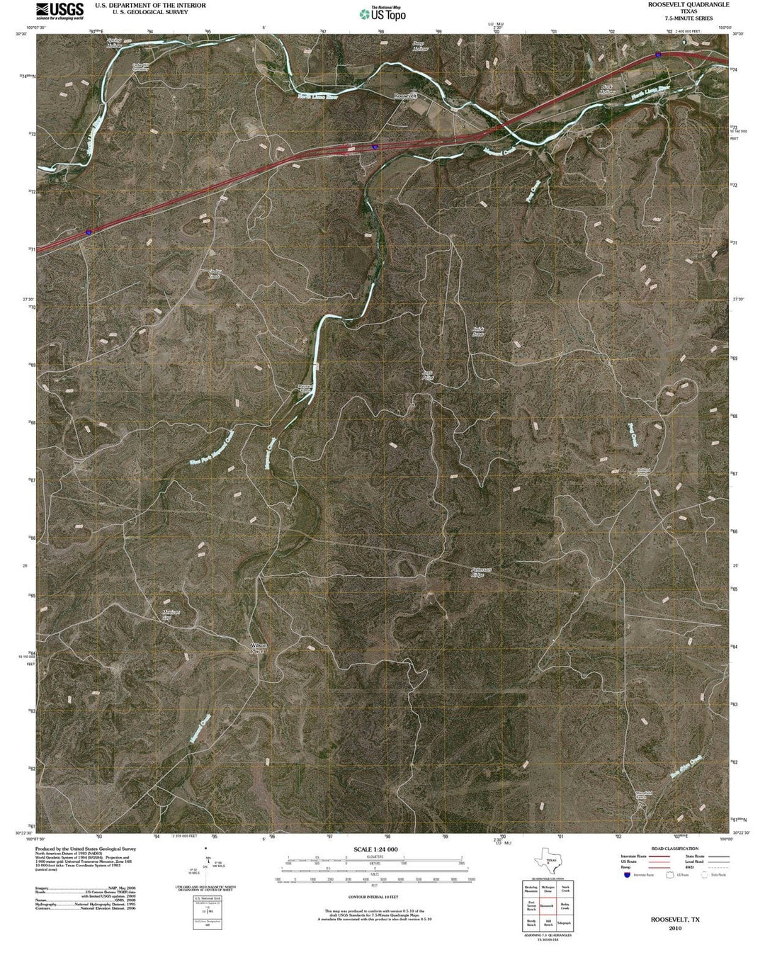 2010 Roosevelt, TX - Texas - USGS Topographic Map
