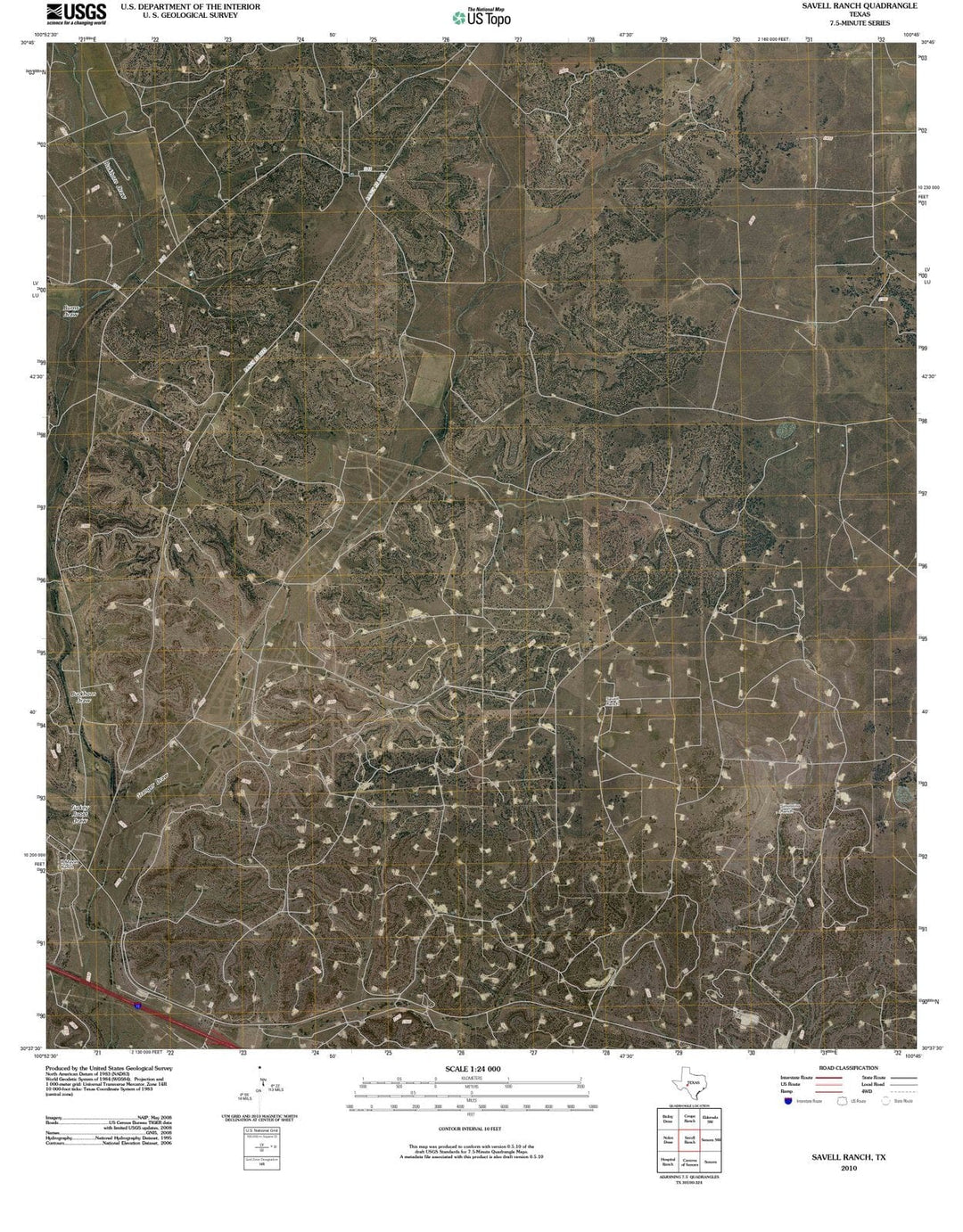 2010 Savell Ranch, TX - Texas - USGS Topographic Map