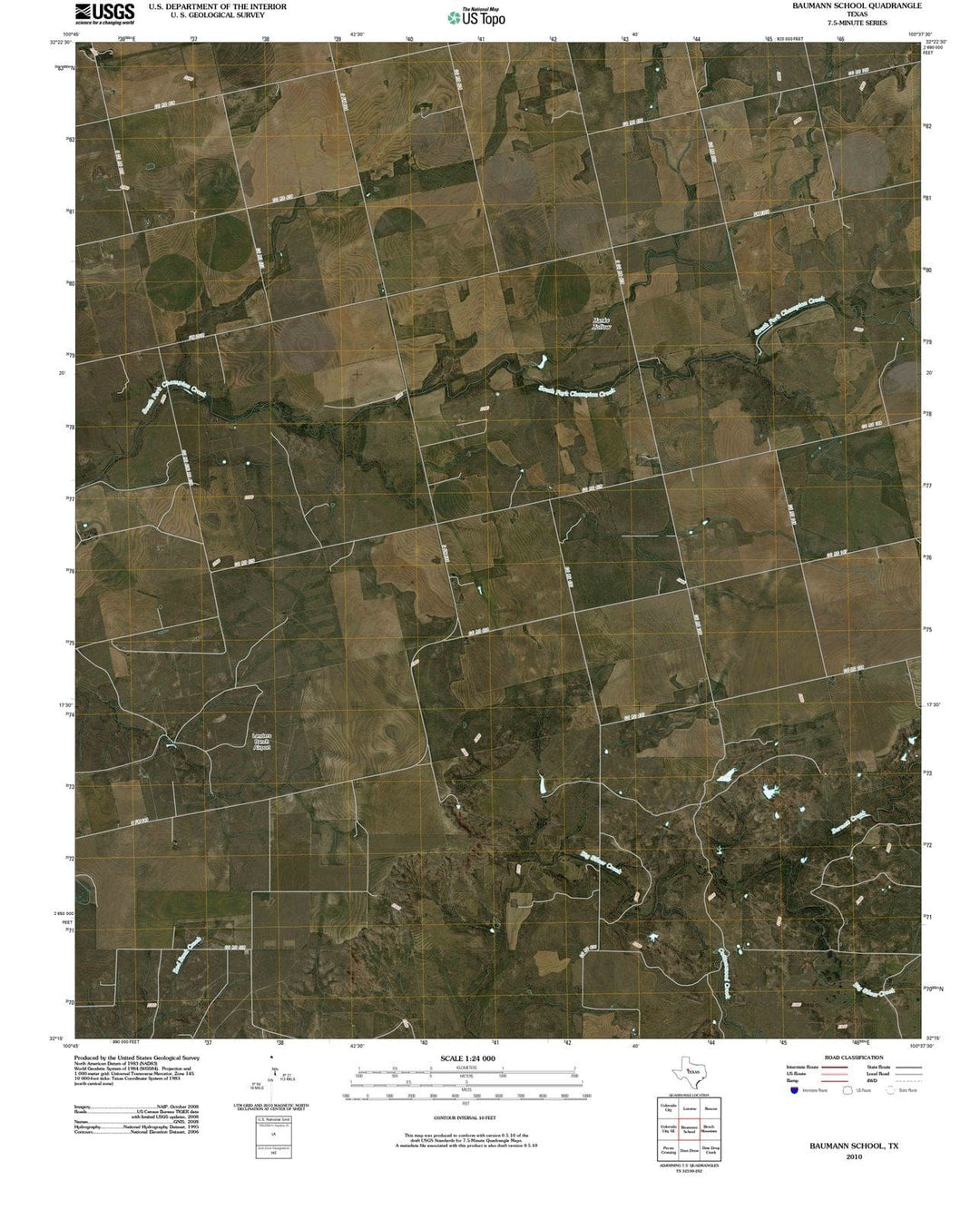 2010 Baumann School, TX - Texas - USGS Topographic Map