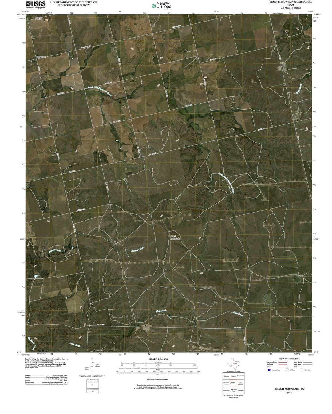 2010 Bench Mountain, TX - Texas - USGS Topographic Map