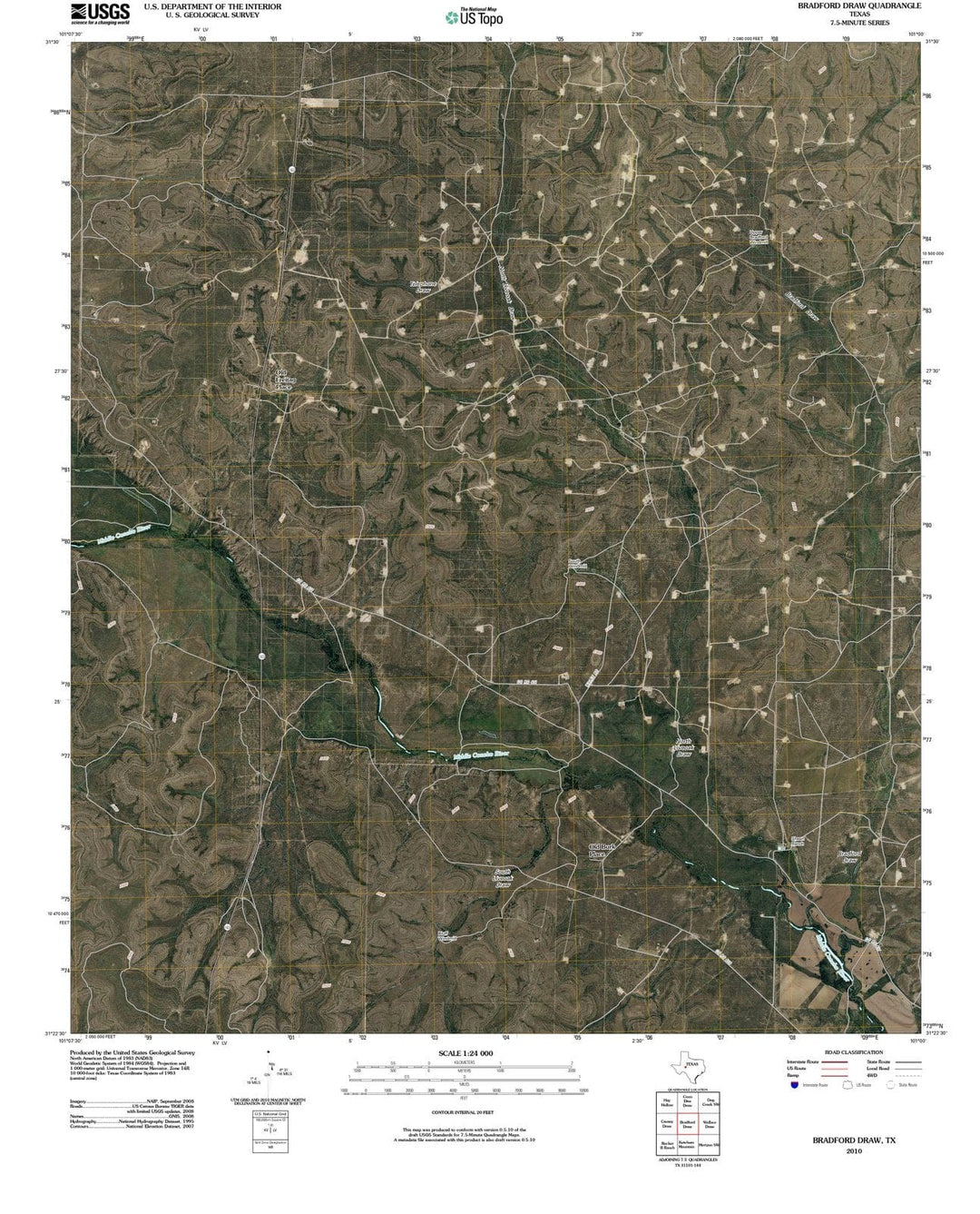 2010 Bradfordraw, TX - Texas - USGS Topographic Map