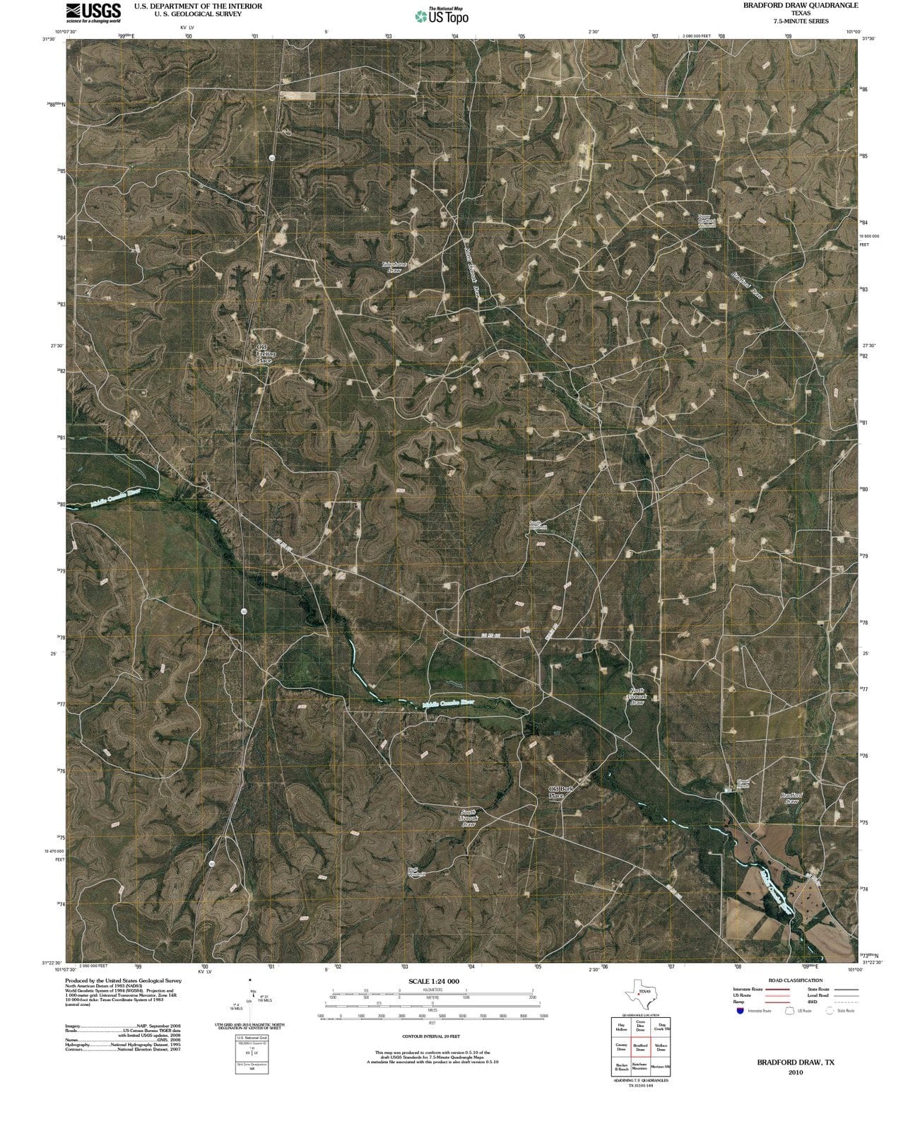 2010 Bradfordraw, TX - Texas - USGS Topographic Map