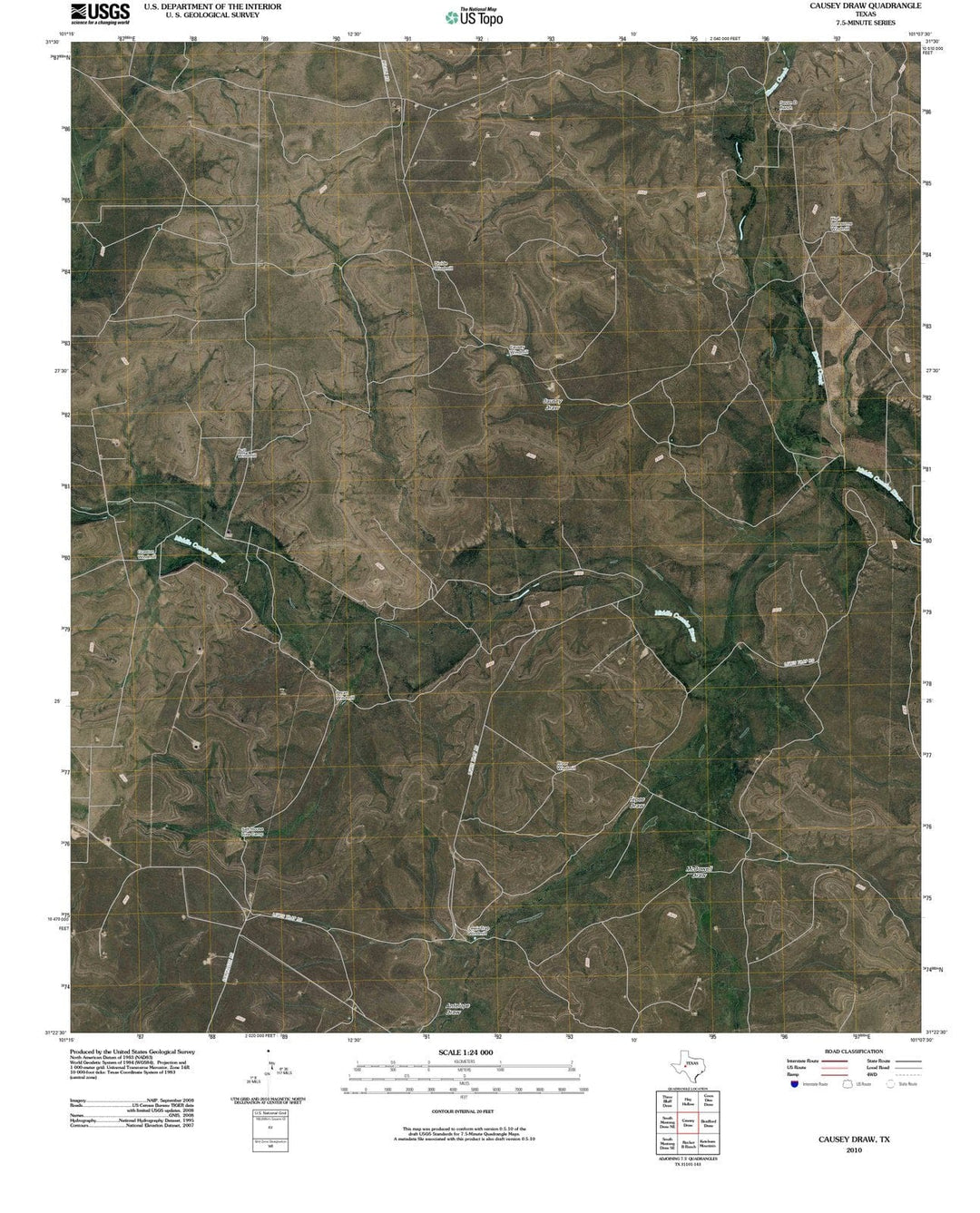 2010 Causeyraw, TX - Texas - USGS Topographic Map